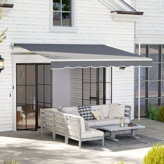 Outsunny 2 x 2.5m Manual Retractable Awning Dark Grey With 280gsm Polyester Canopy