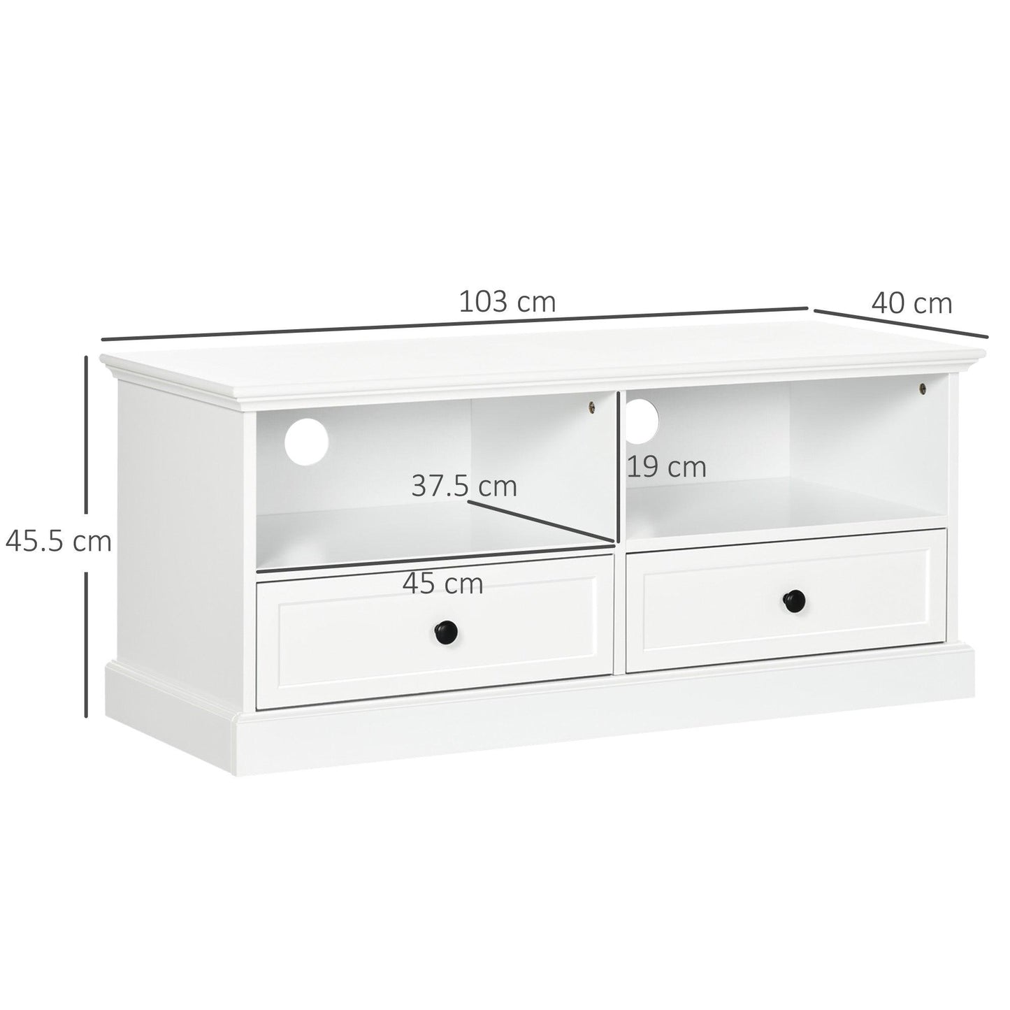 HOMCOM White TV Stand with Drawers and Open Shelves for 45" TVs - ALL4U RETAILER LTD