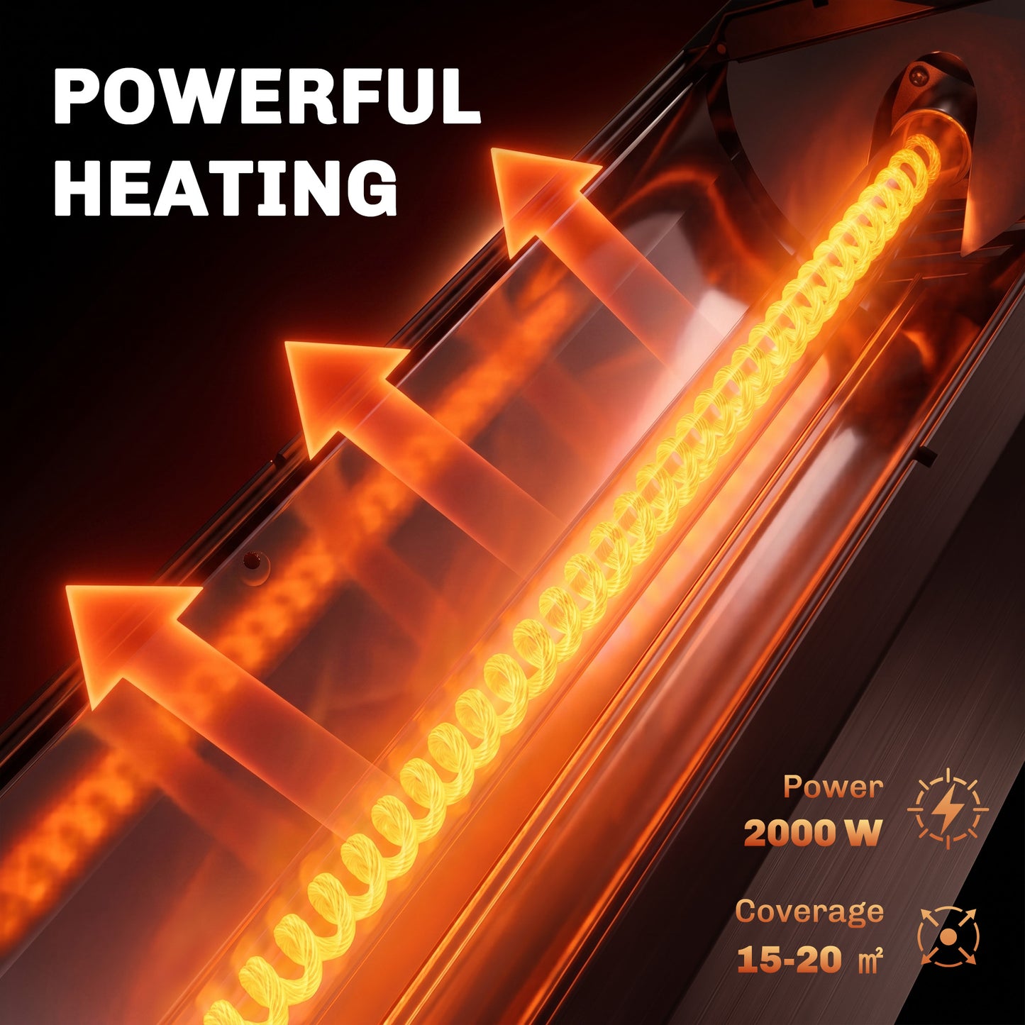 Outsunny 2000W Electric Infrared Patio Heater Wall Mount IP65 Black