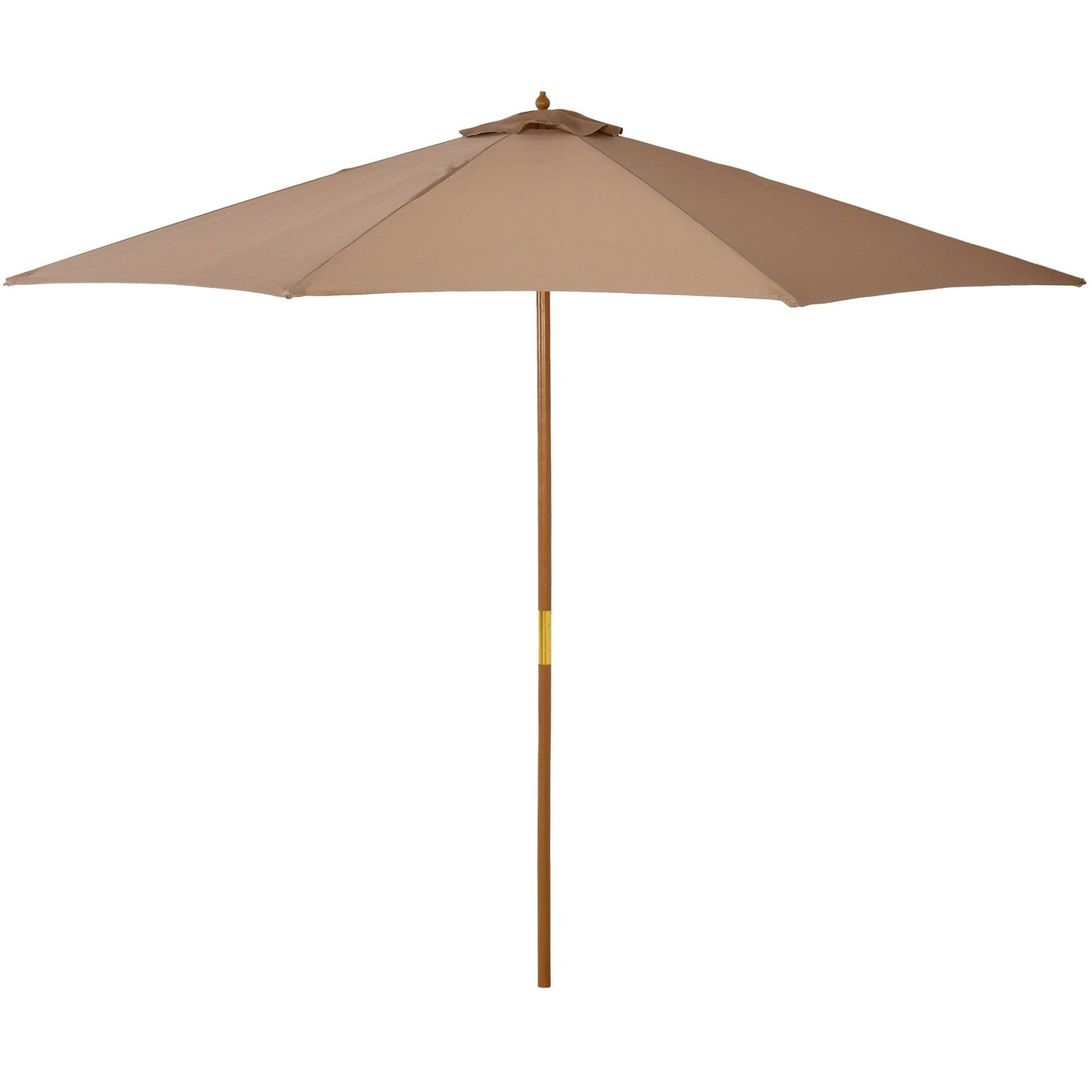 Outsunny 3(m) Garden Umbrella Wooden Parasol 8 Ribs Bamboo Sun Shade Patio Outdoor Umbrella Canopy Khaki - ALL4U RETAILER LTD