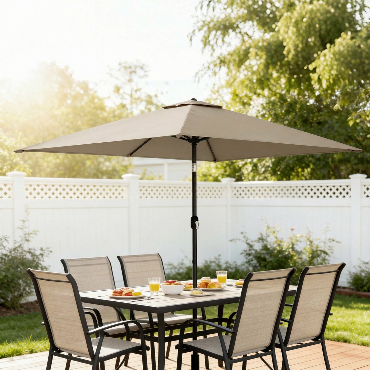 Outsunny Garden Parasol Umbrella With Crank Handle And Tilt Function 180g Polyester Canopy Fade Resistant Khaki