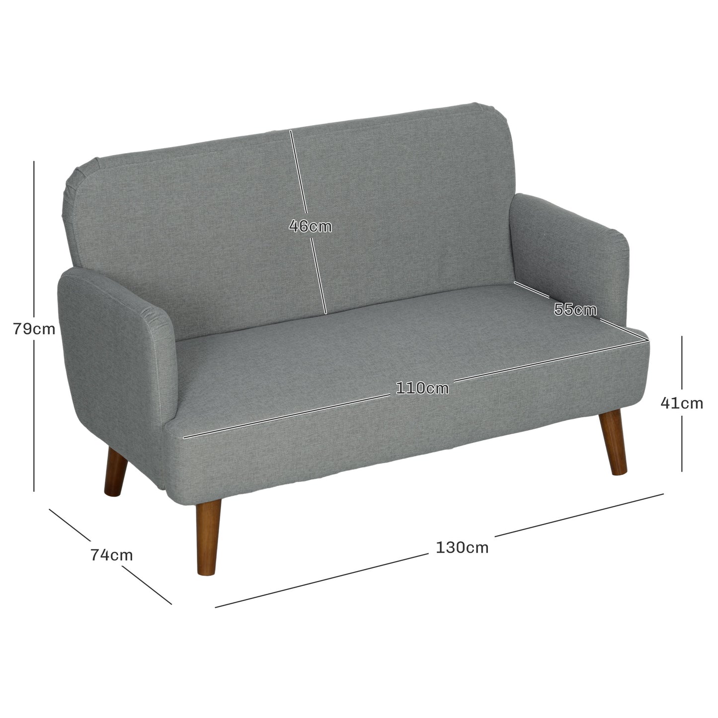 Chic Grey Velvet Loveseat Sofa with Thick Padding and Wooden Legs for Compact Spaces