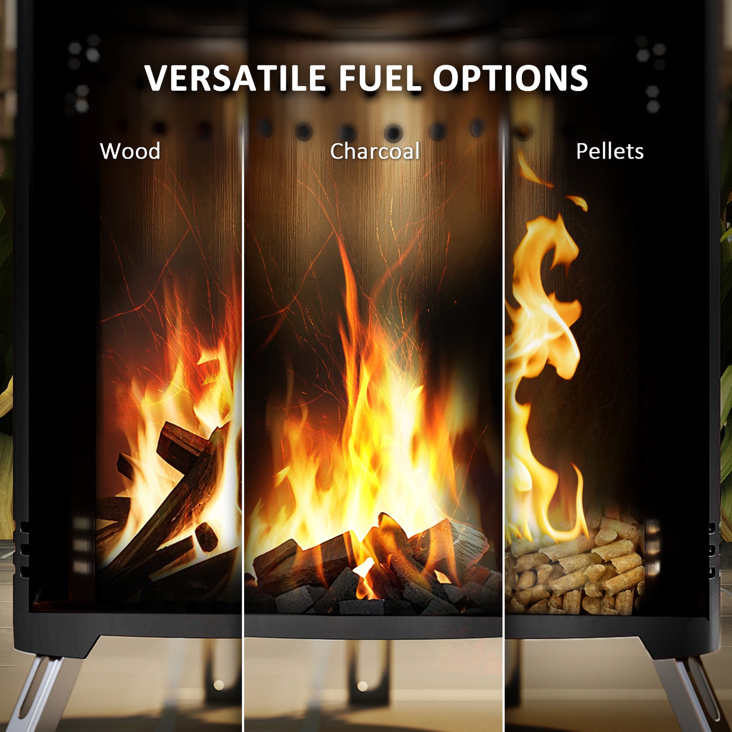 Outsunny Smokeless Tabletop Fire Pit 16 X 16 Cm Stainless Steel Portable Wood Or Pellet Fueled For Garden Camping Black