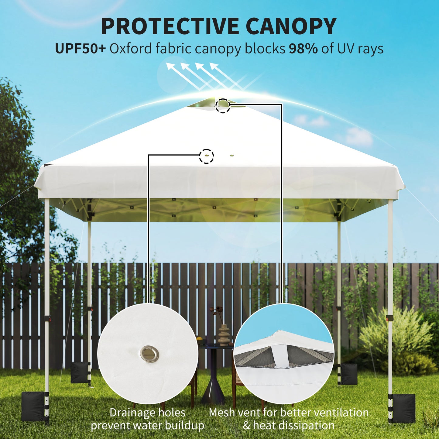 Outsunny 3 X 3 M Pop Up Gazebo With Wheels UPF 50 Plus One Touch Outdoor Garden Party Tent Marquee Canopy White