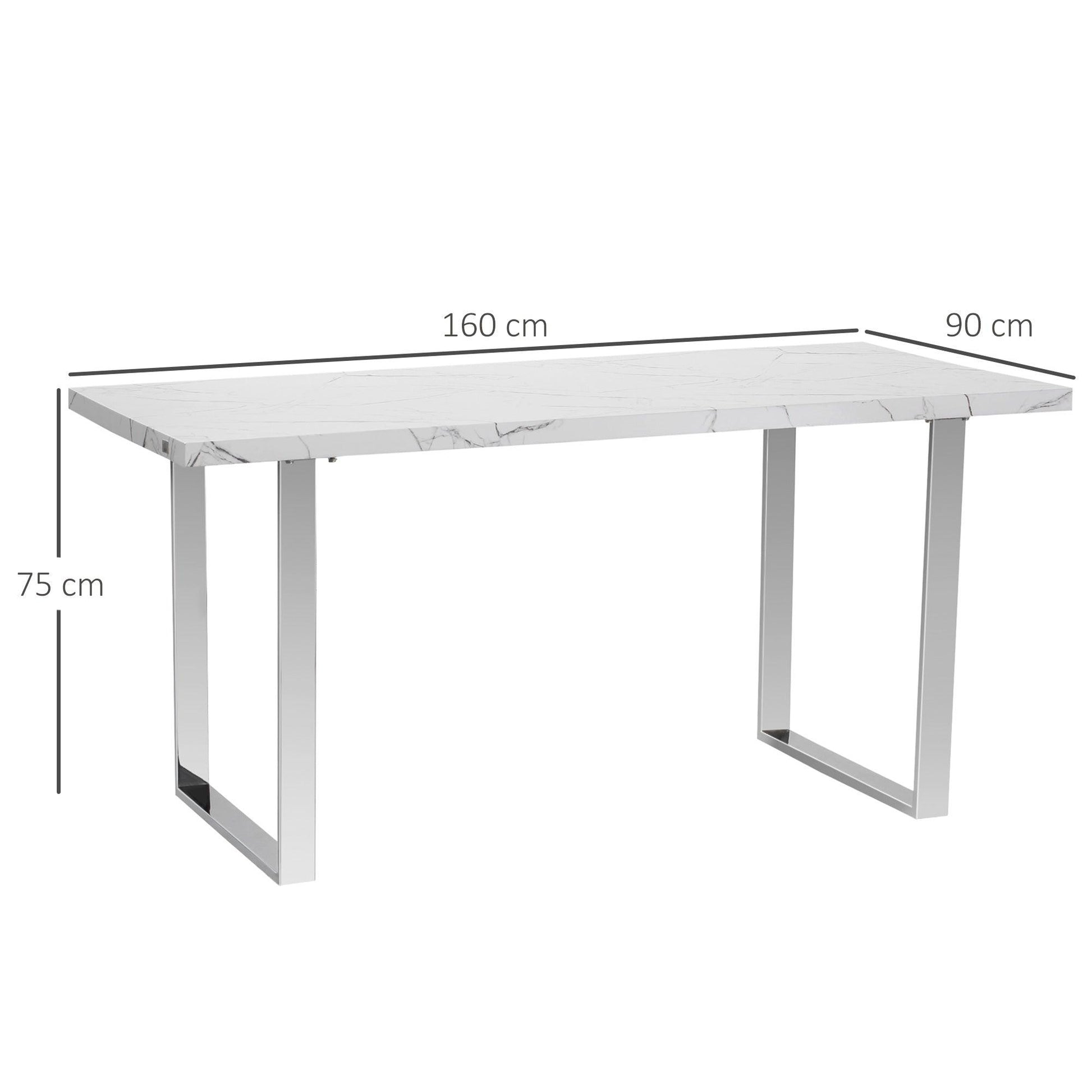 HOMCOM Rectangular Marble Dining Table for 6-8 People, 155cm, White - ALL4U RETAILER LTD