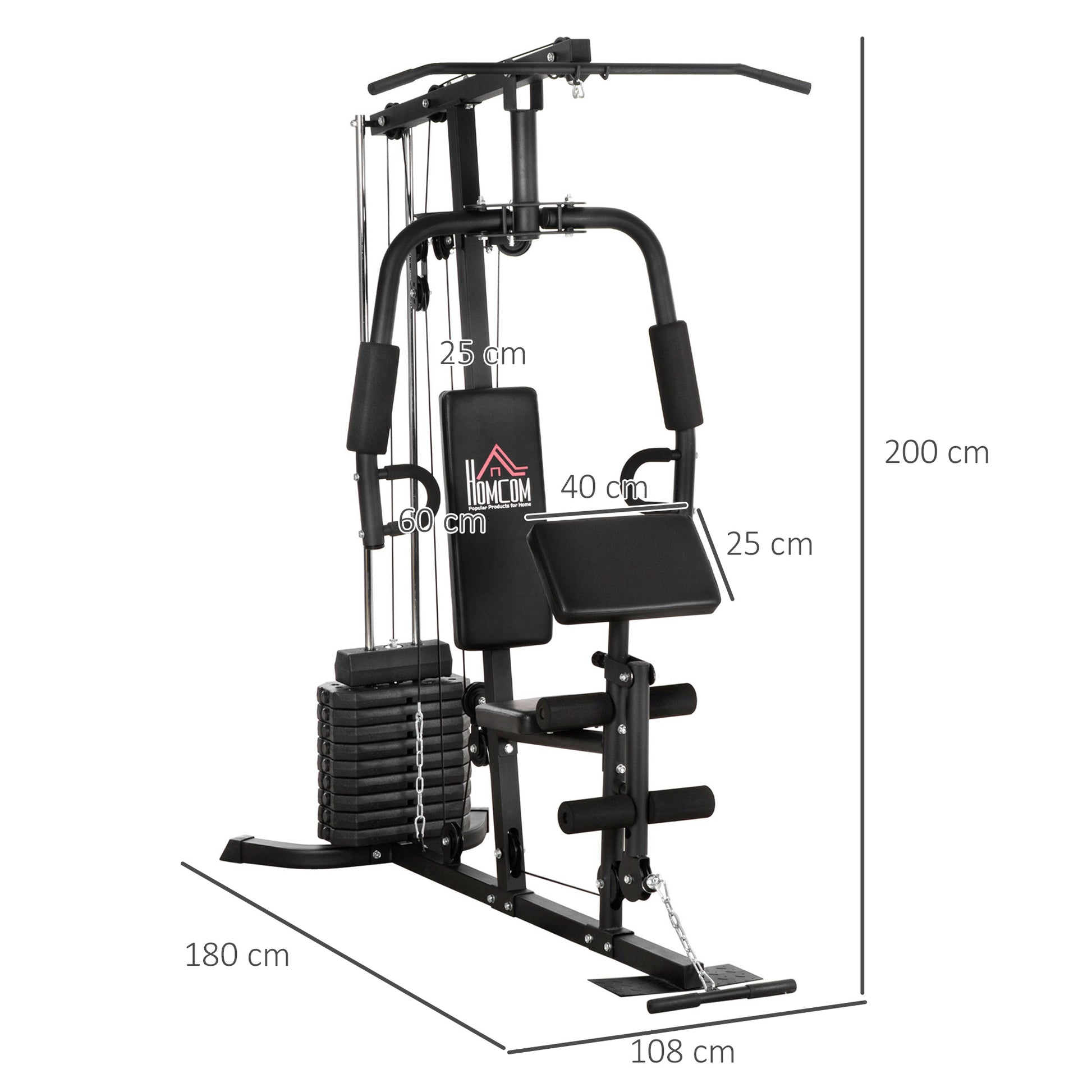 HOMCOM Full Body Workout Multi-Station Gym with 45kg Weight Stack - ALL4U RETAILER LTD