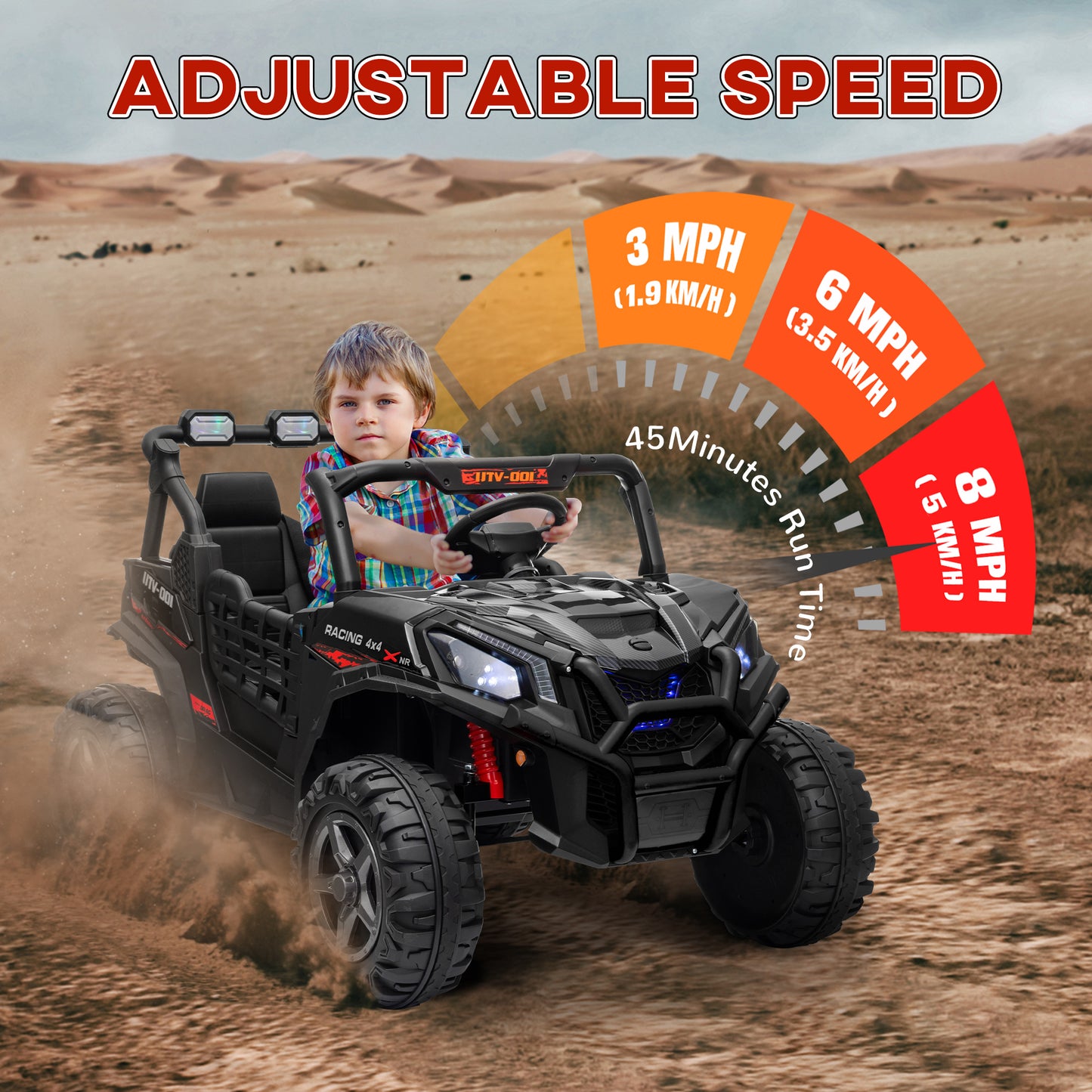 AIYAPLAY 24V Black 2-Seater Kids Electric Ride-On Car with Remote Control, Suspension, Slow Start & 3 Speed Options for Ages 3-8