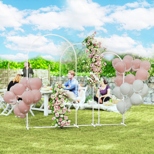 Outsunny Wedding Arch Frame Set White Metal Balloon Arch Stand Adjustable 1.8m 2m 2.2m For Birthday Party