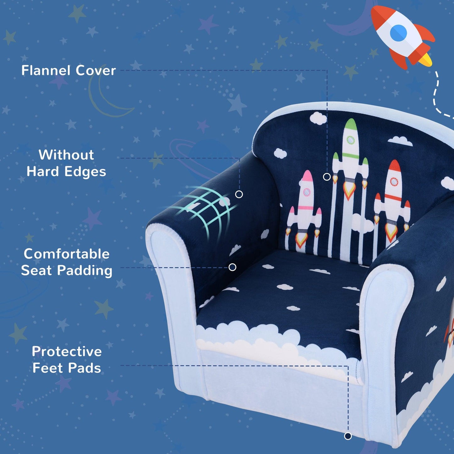 HOMCOM Children Chair Armchair Single Sofa Seat 18M+ 45kg - ALL4U RETAILER LTD