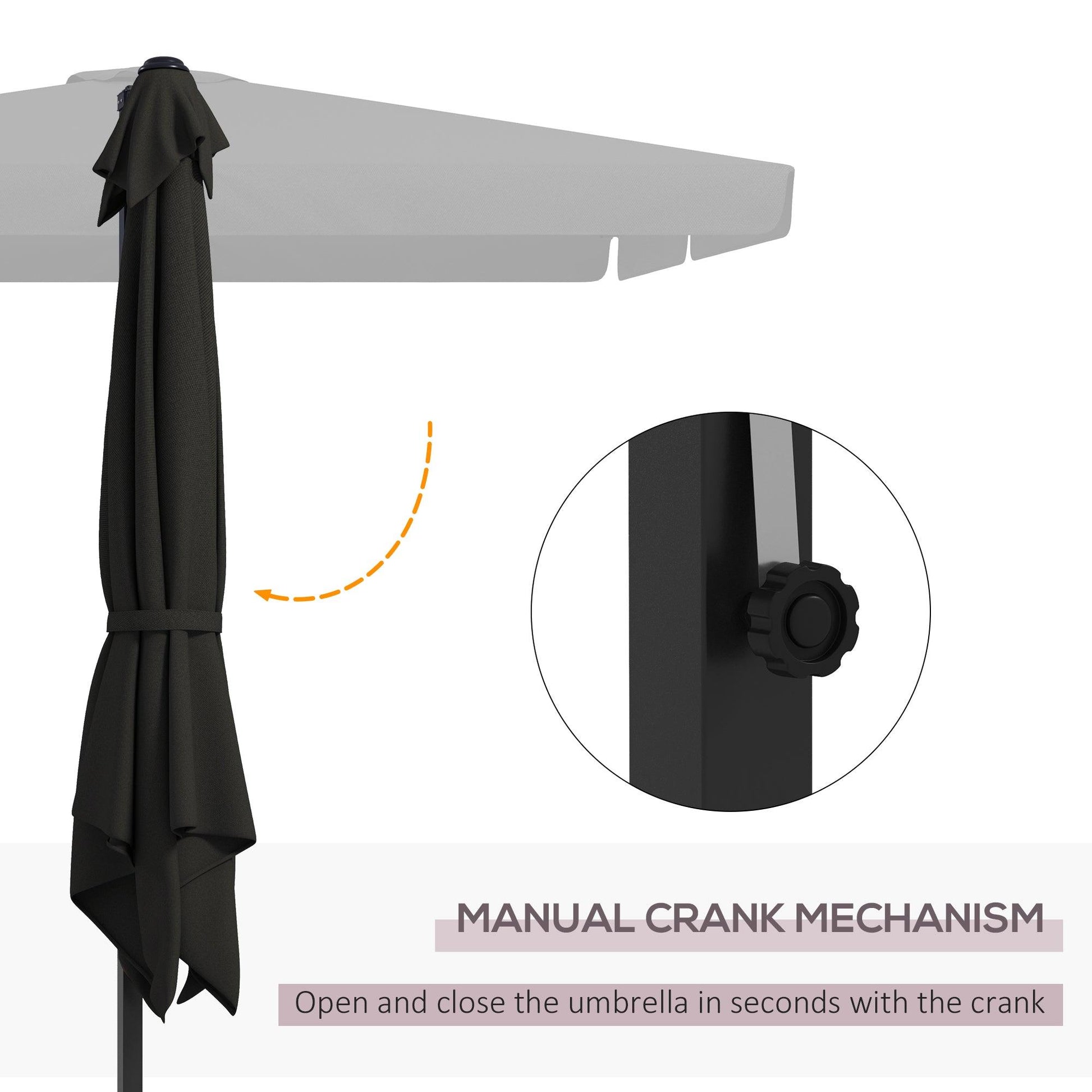 Outsunny 3(m) Cantilever Roma Parasol, Hanging Garden Parasol, Aluminium Square Patio Umbrella with Crank Handle and Tilt, Outdoor Patio Sun Shade with Vented Top, 8 Ribs, Cross Base, Grey - ALL4U RETAILER LTD