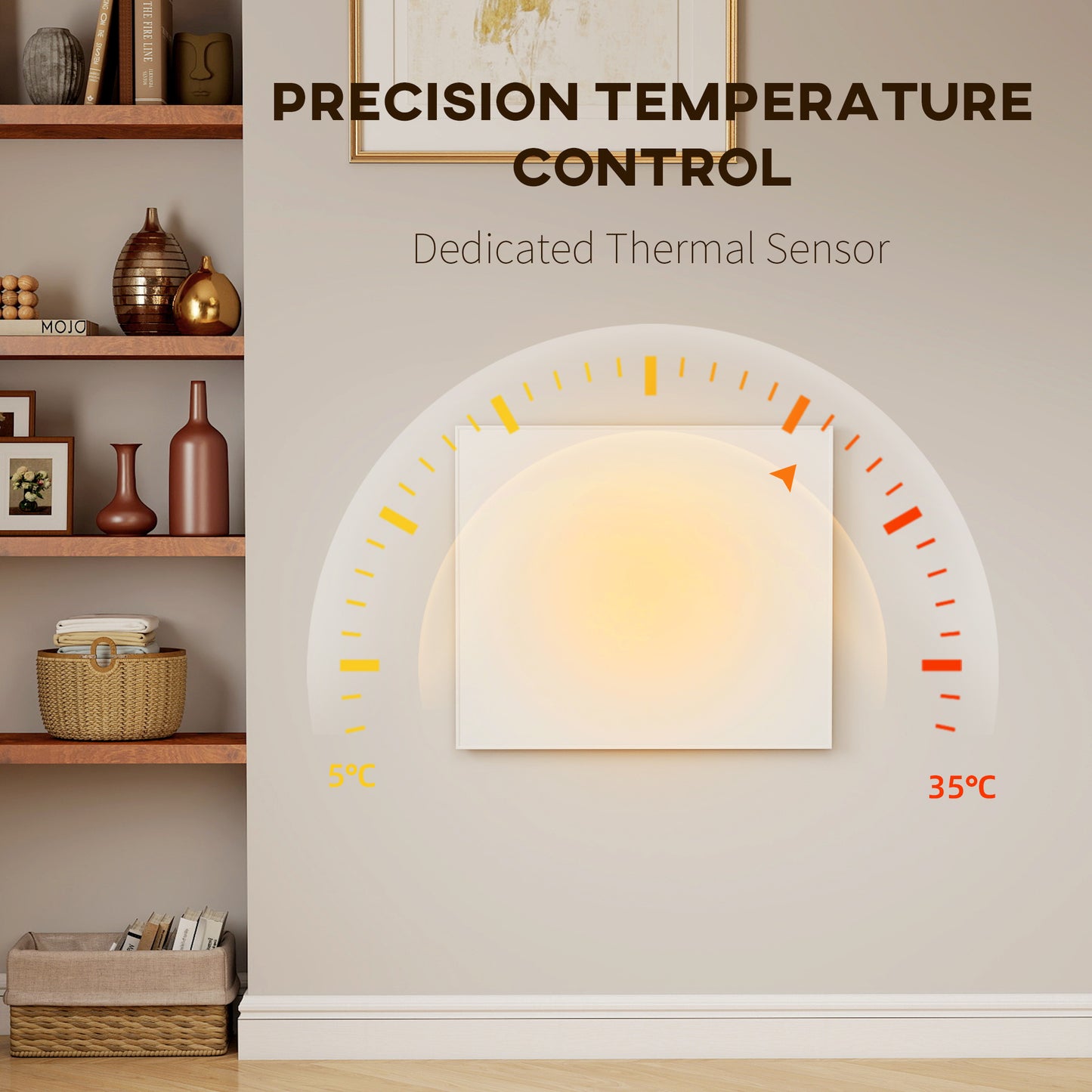 HOMCOM WiFi Smart Electric Heater Far Infrared Wall Mounted 520W With App Control And Scheduling For Cozy Heating