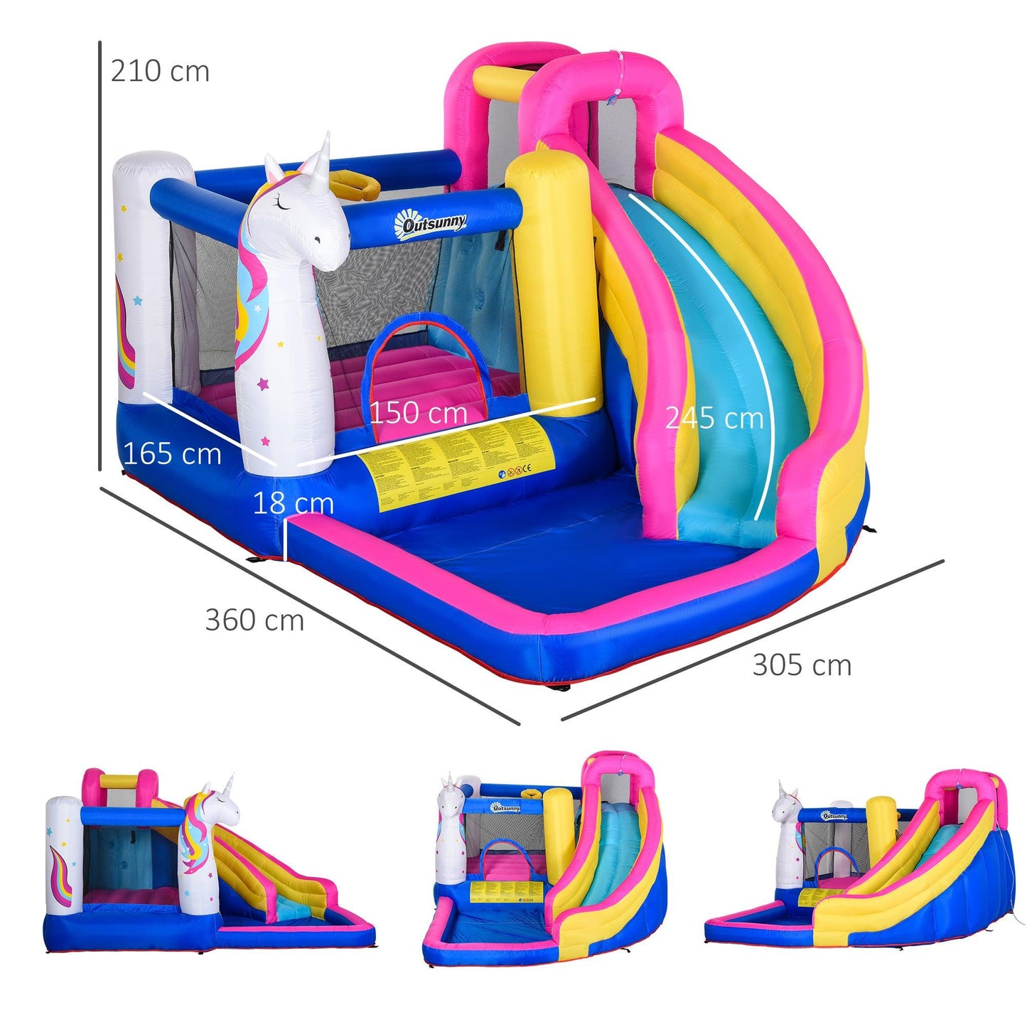 Outsunny 5 in 1 Bouncy Castle for Children with Blower for 3-8 Years Old Kids - ALL4U RETAILER LTD