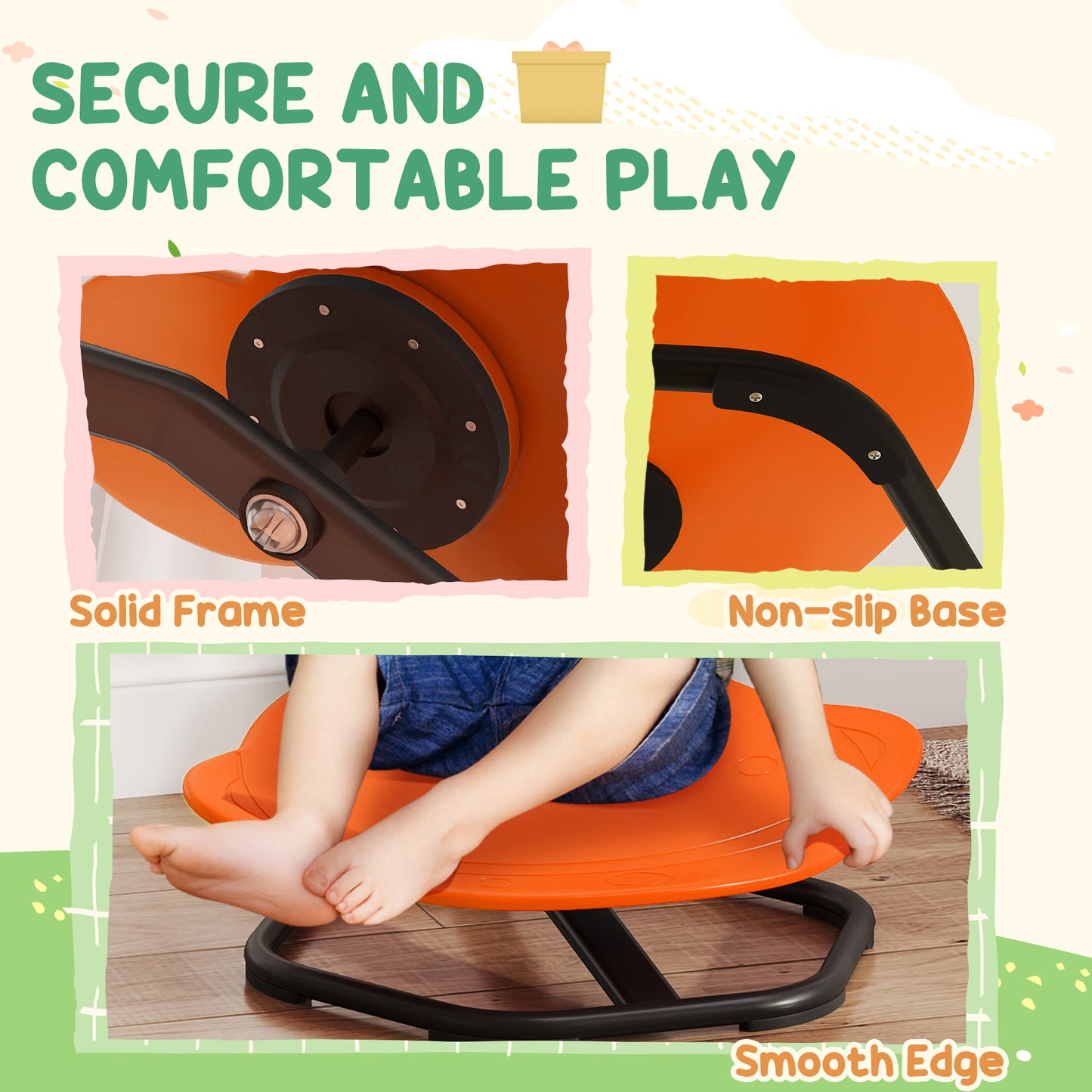AIYAPLAY Planet Shaped Kids Swivel Chair Sensory Spinning Chair For Balance And Coordination Training Orange