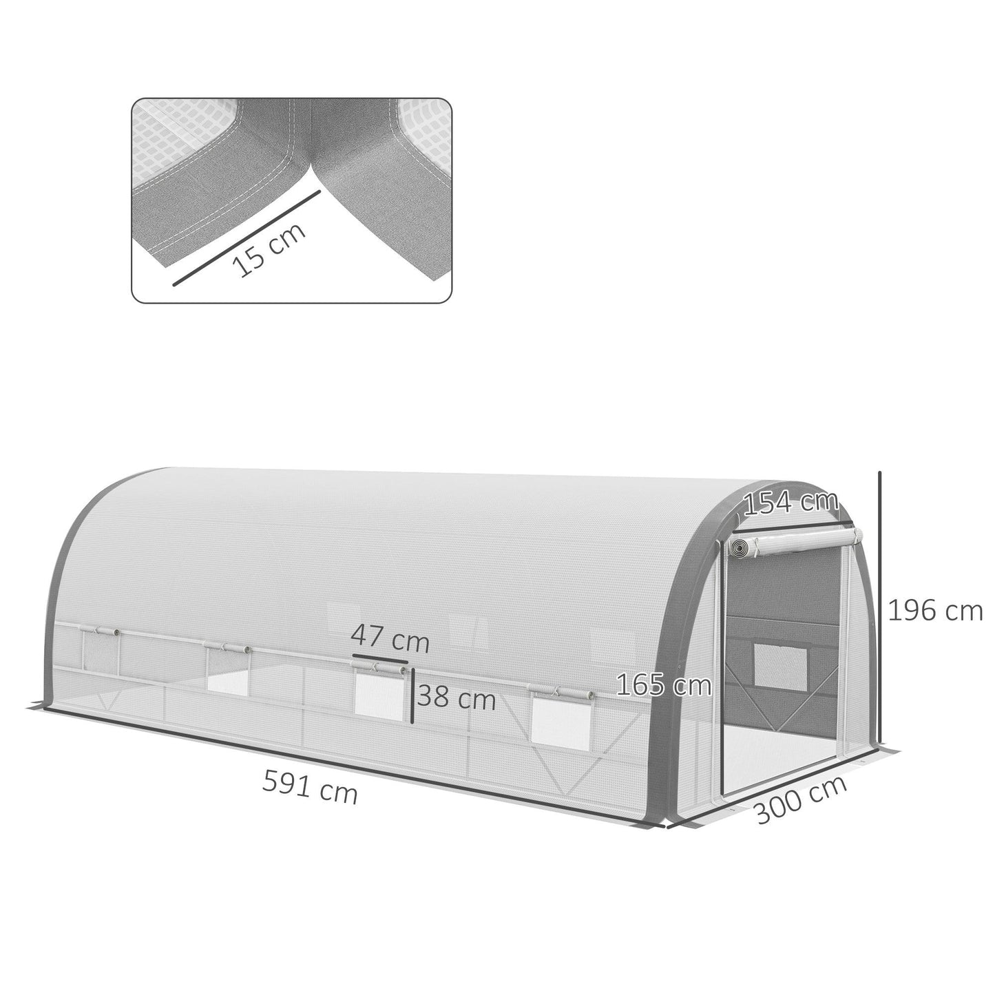 Outsunny Walk-in Tunnel Greenhouse, Upgraded Structure, Mesh Door & Windows - ALL4U RETAILER LTD