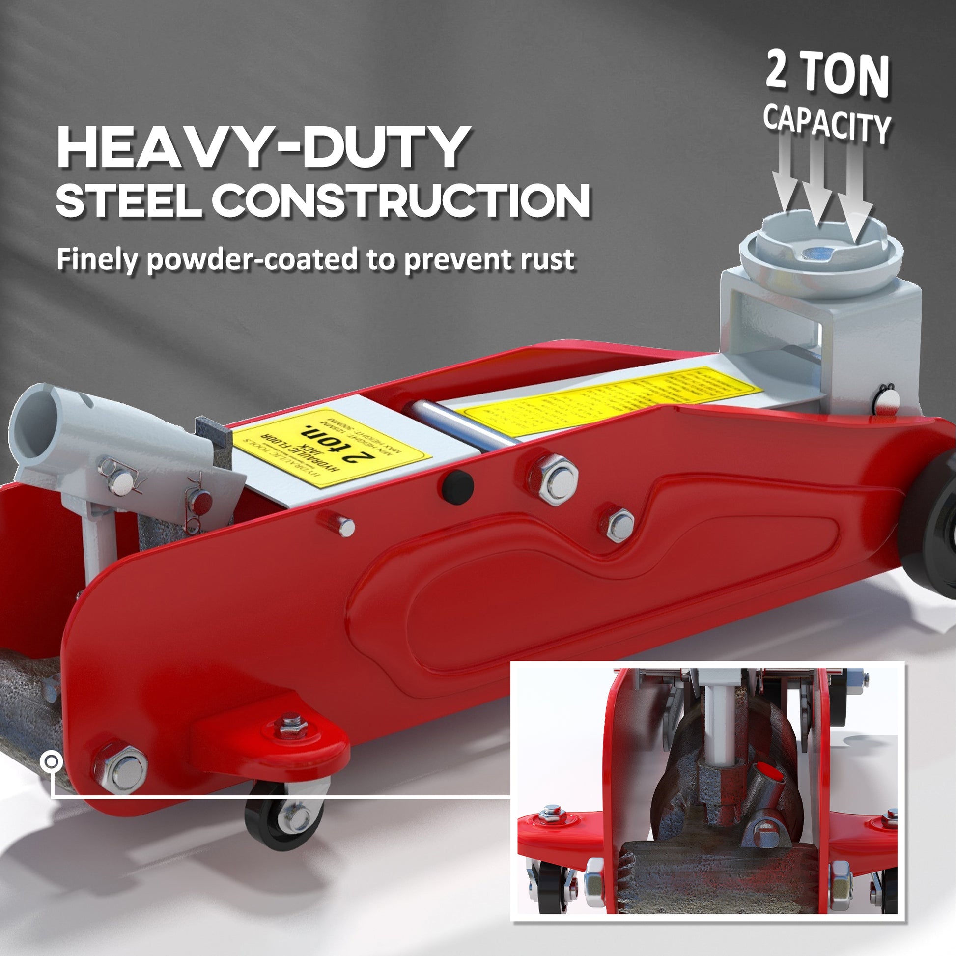 HOMCOM 2-Ton Hydraulic Low Profile Car Jack for Garage and Trailer Use, Red - ALL4U RETAILER LTD