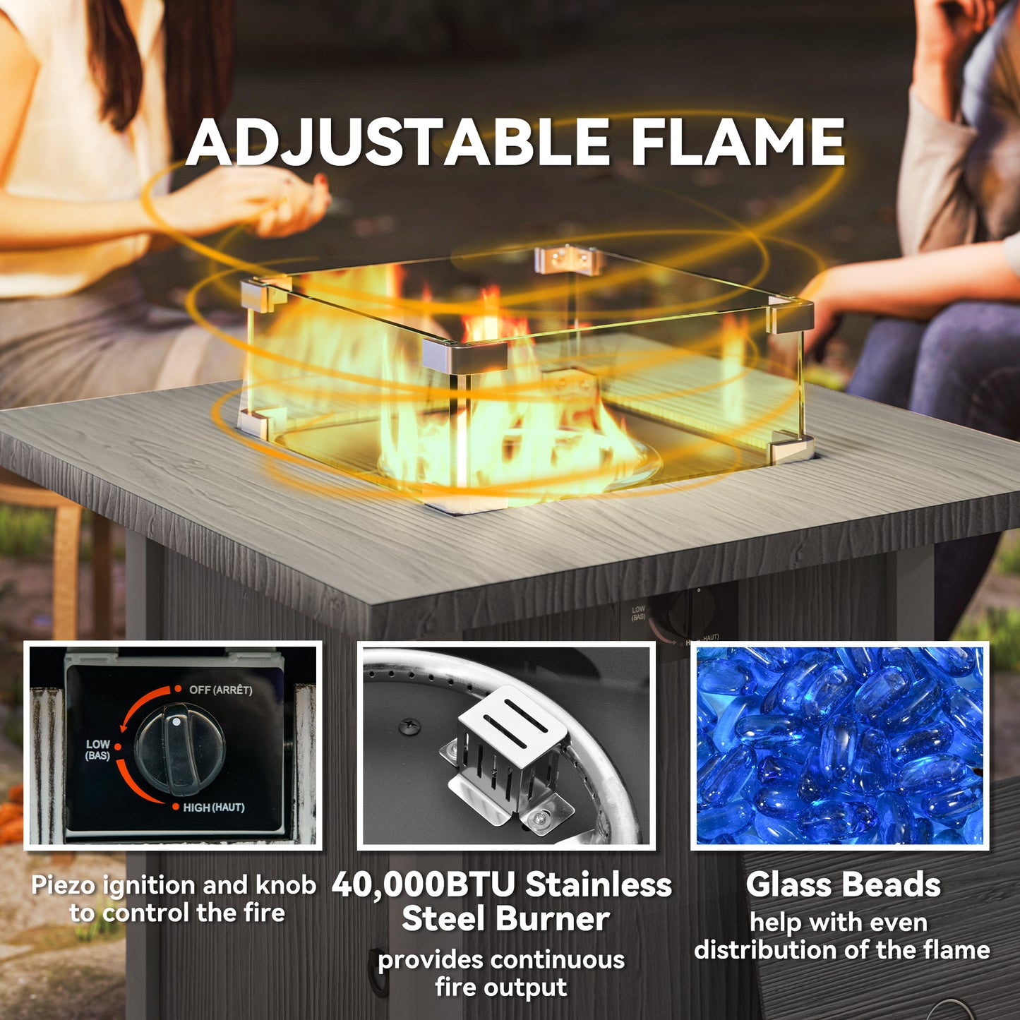 Outsunny 50,000 BTU Gas Fire Pit Table With Cover Dark Grey For Outdoor Dining And Warmth