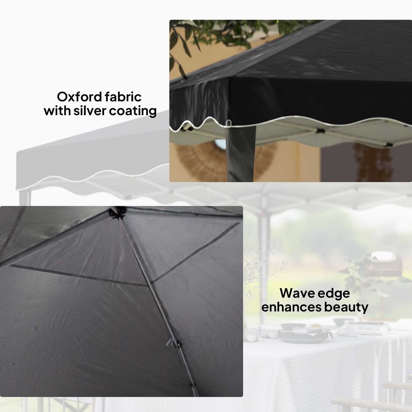 Outsunny 3m Pop Up Gazebo With Adjustable Height And Carry Bag Black Outdoor Garden Shade