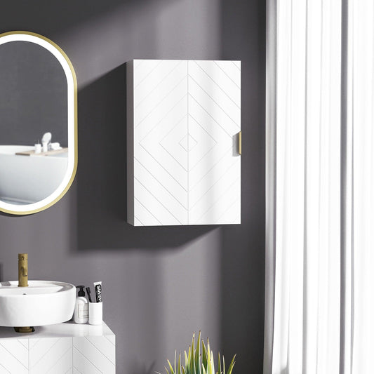 Kleankin White Bathroom Wall Cabinet with Adjustable Shelves - ALL4U RETAILER LTD