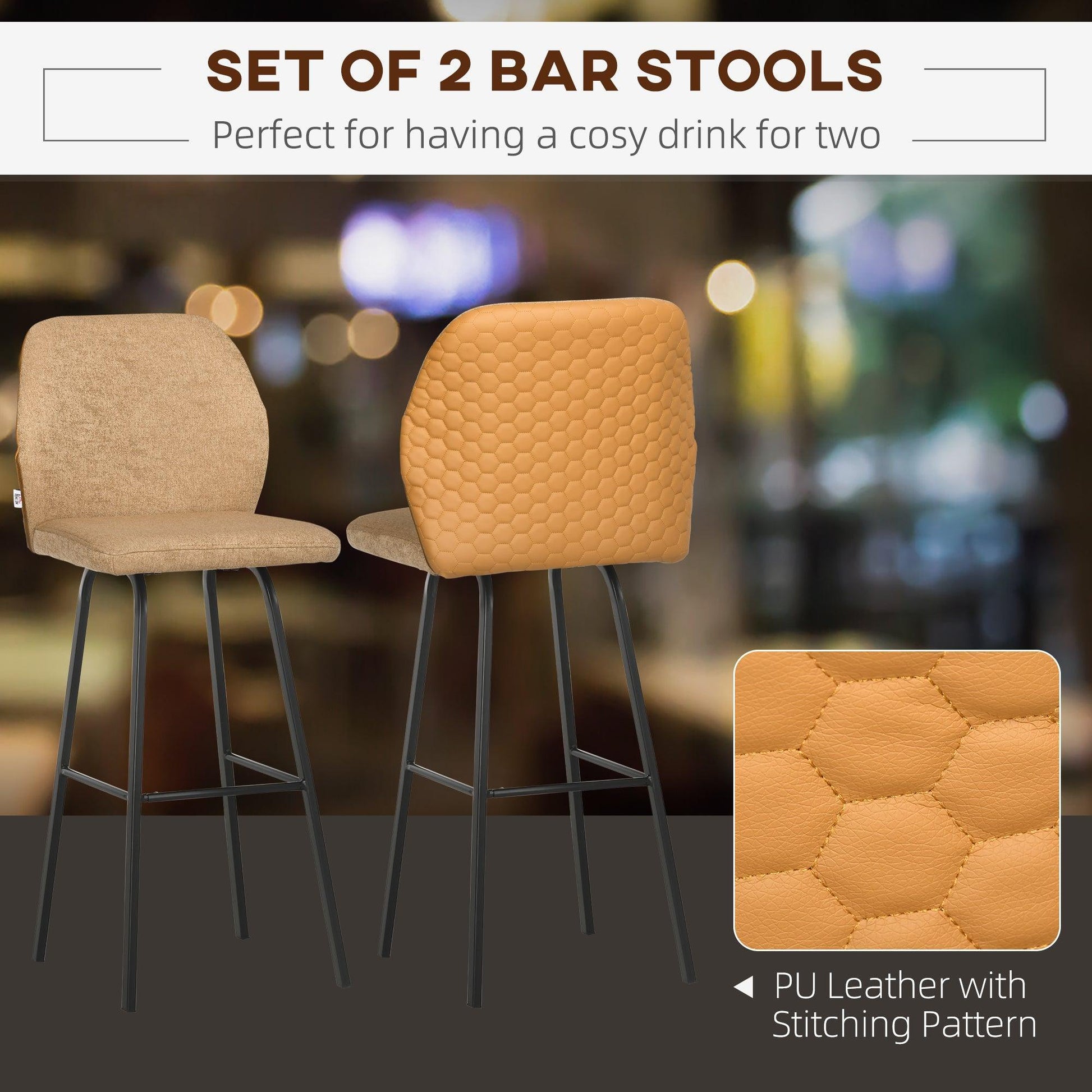 HOMCOM Kitchen Bar Stools: Elegant & Comfortable - ALL4U RETAILER LTD