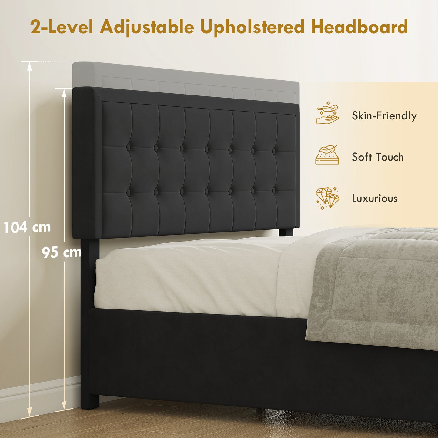 HOMCOM Double Ottoman Bed Frame With Front Storage Drawer And Gas Lift Mechanism Black