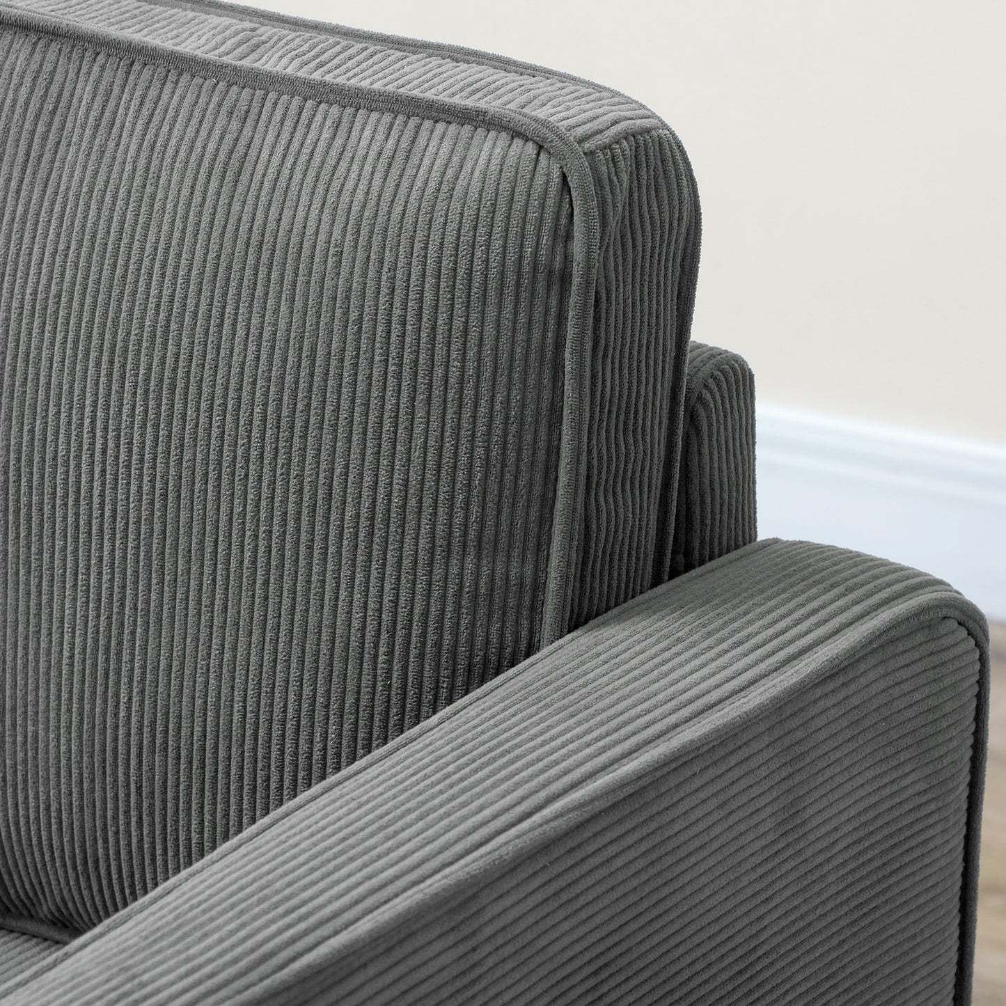 HOMCOM Small Two Seater Corduroy Sofa With Hidden Storage Lift Up Seat In Grey With Firm Comfort Dense Foam