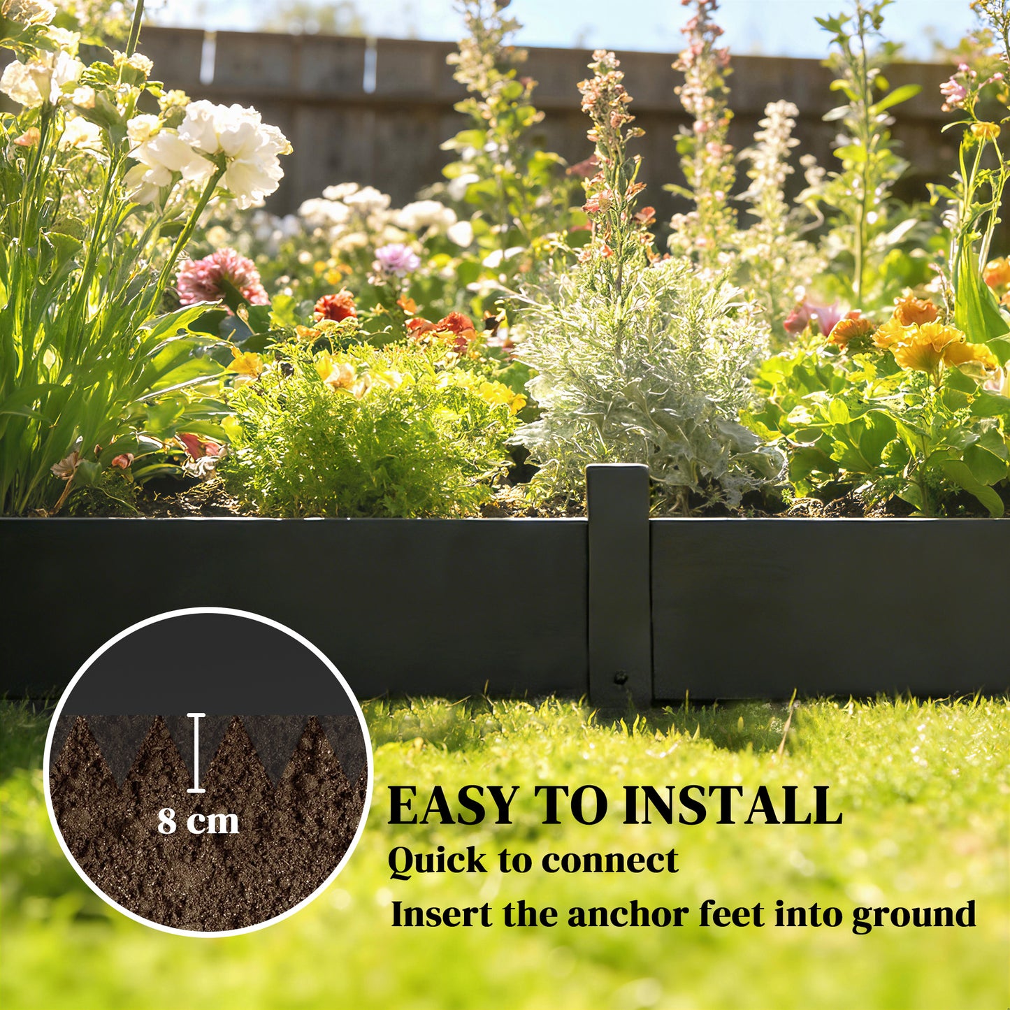 Outsunny 5 Pcs Metal Garden Fence Panels Picket Fence 115x20cm Weatherproof Black