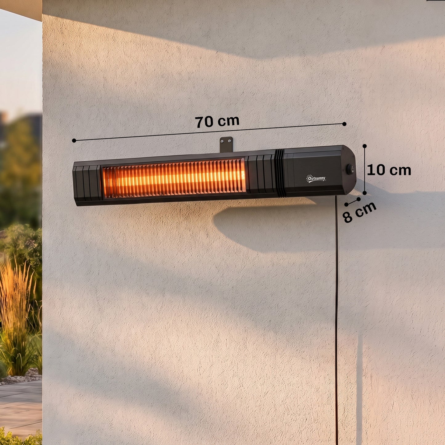 Outsunny 2000W Outdoor Electric Infrared Patio Heater With Remote Timer