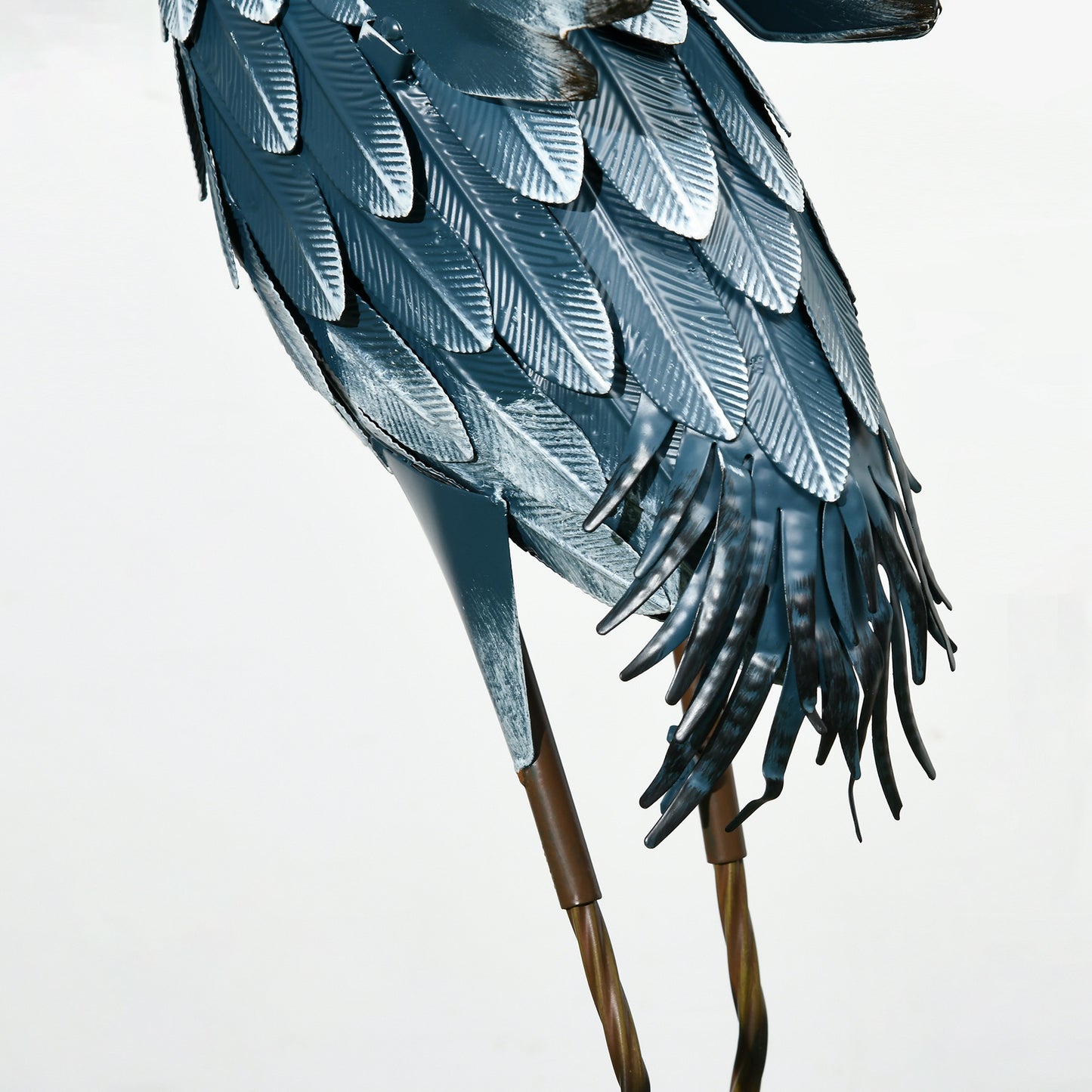 Outsunny Blue And White Heron Garden Statues Set Of Two Standing Metal Ornaments With Stakes For Outdoor Decor
