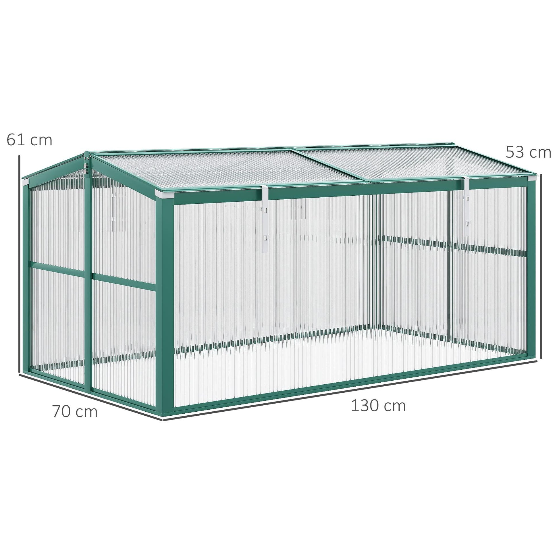 Outsunny Aluminium Cold Frame Greenhouse Planter with Openable Top 130x70x61cm - ALL4U RETAILER LTD