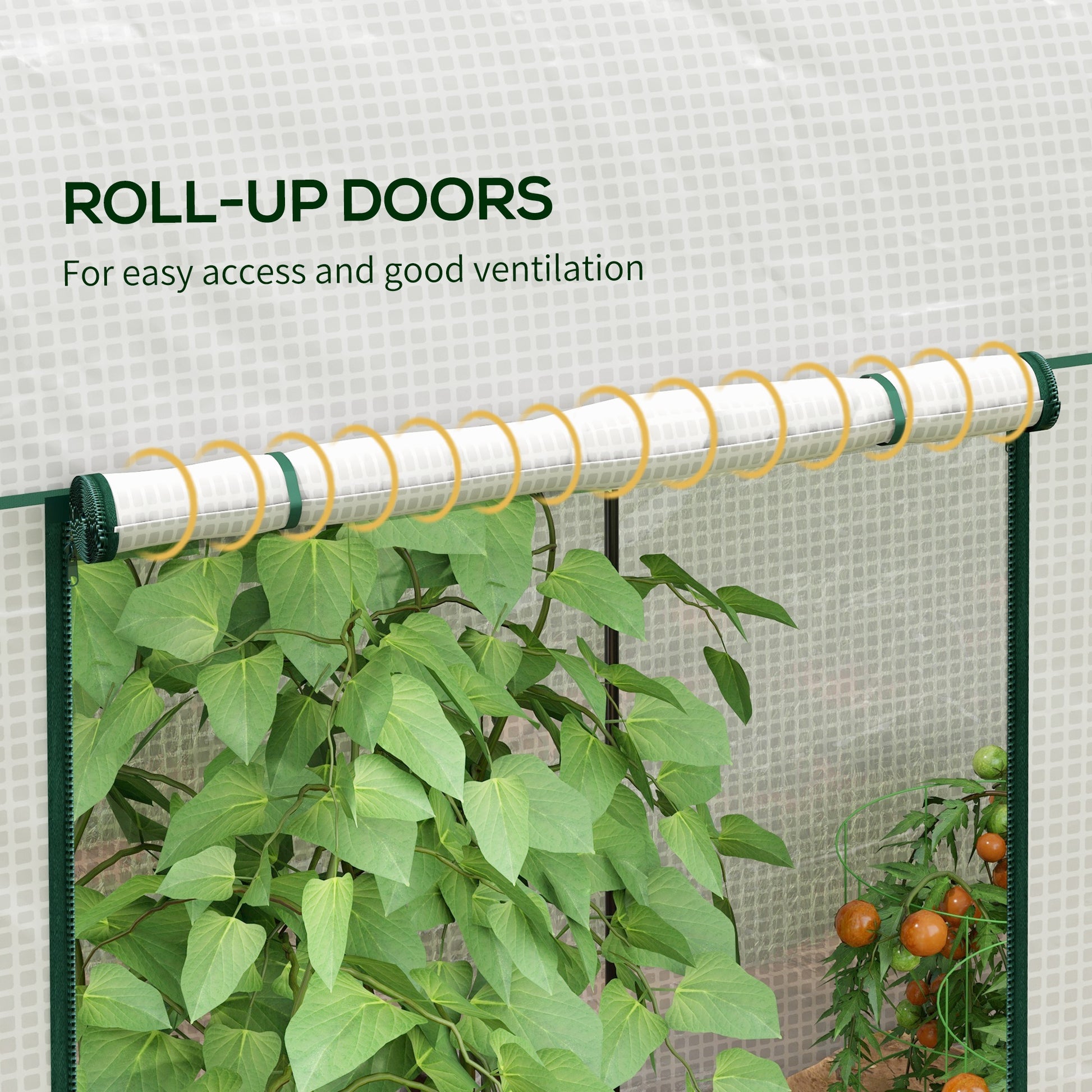 Outsunny Compact Walk-In Greenhouse with Roll-Up Doors for Vegetables, Herbs, and Flowers - 200 x 100 x 178cm, White - ALL4U RETAILER LTD