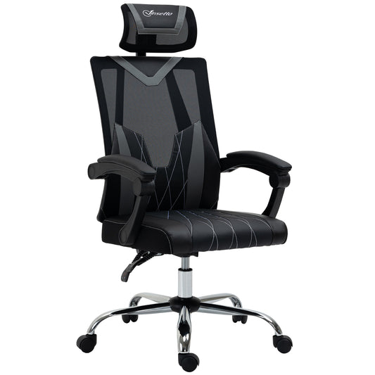 Vinsetto High-Back Ergonomic Office Chair with Adjustable Headrest, Lumbar Support, and 360° Swivel Function - ALL4U RETAILER LTD