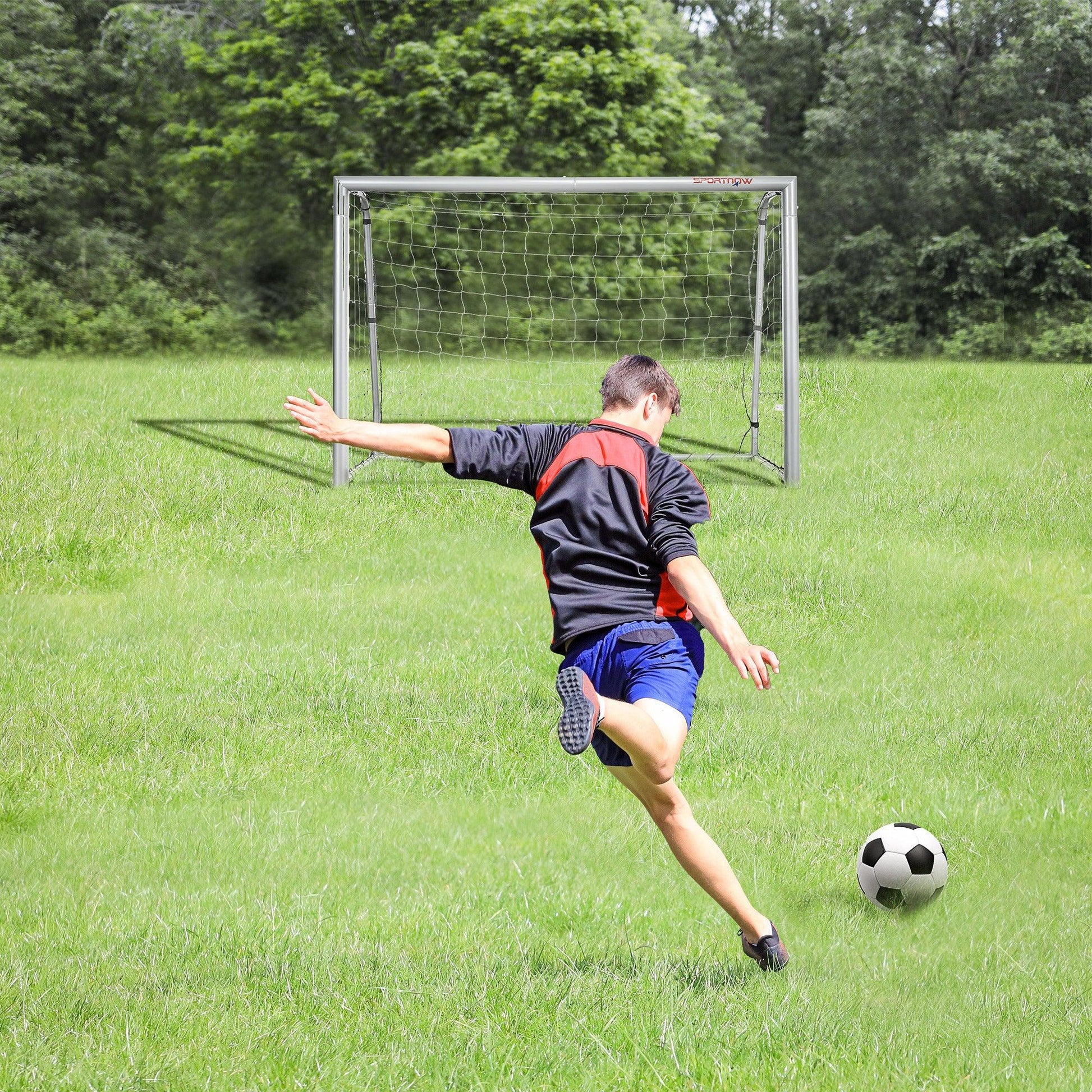 SPORTNOW 6ft x 2ft Football Goal, Football Net for Garden with Ground Stakes, Quick and Simple Set Up - ALL4U RETAILER LTD