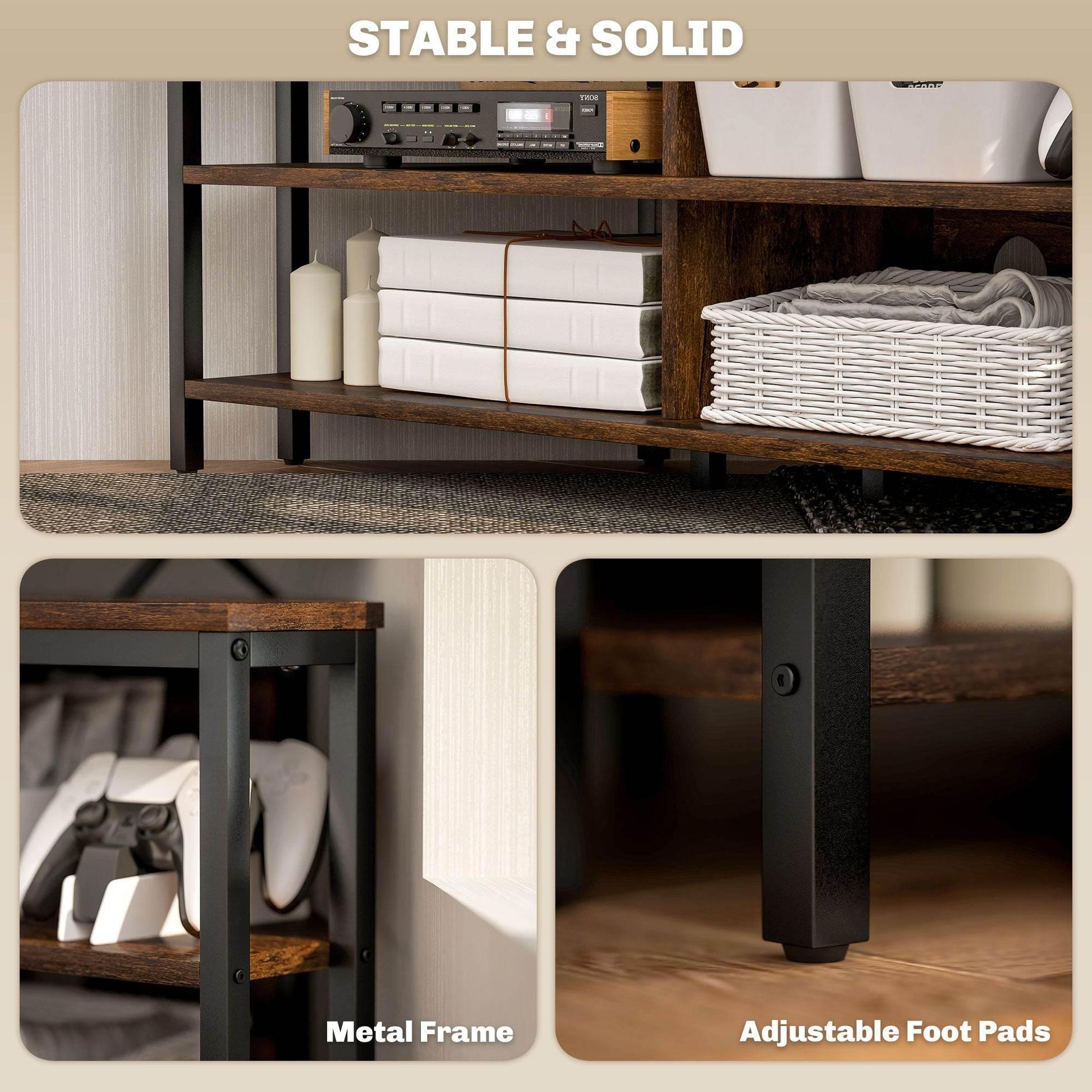 HOMCOM Rustic Industrial Corner TV Stand - Black and Brown - ALL4U RETAILER LTD