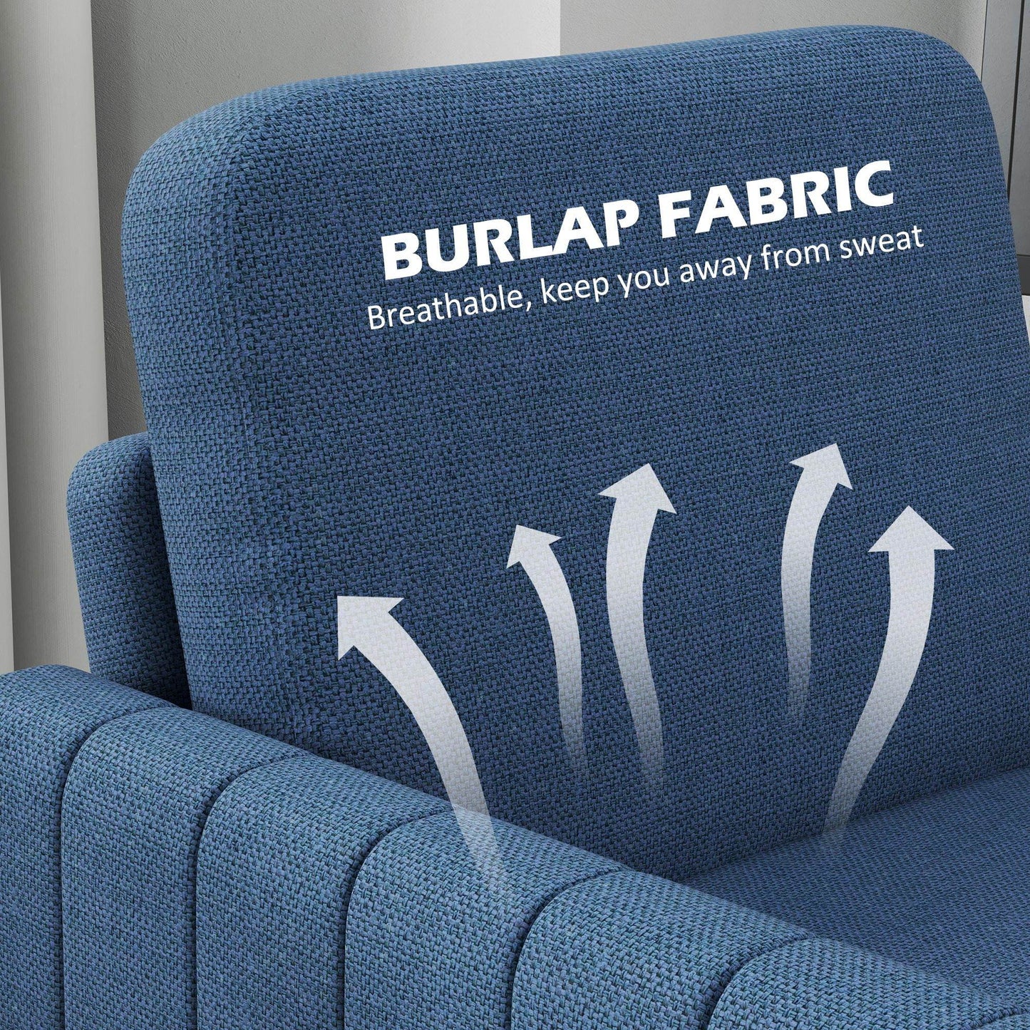 HOMCOM Contemporary Blue Boxy Linen Armchair - ALL4U RETAILER LTD