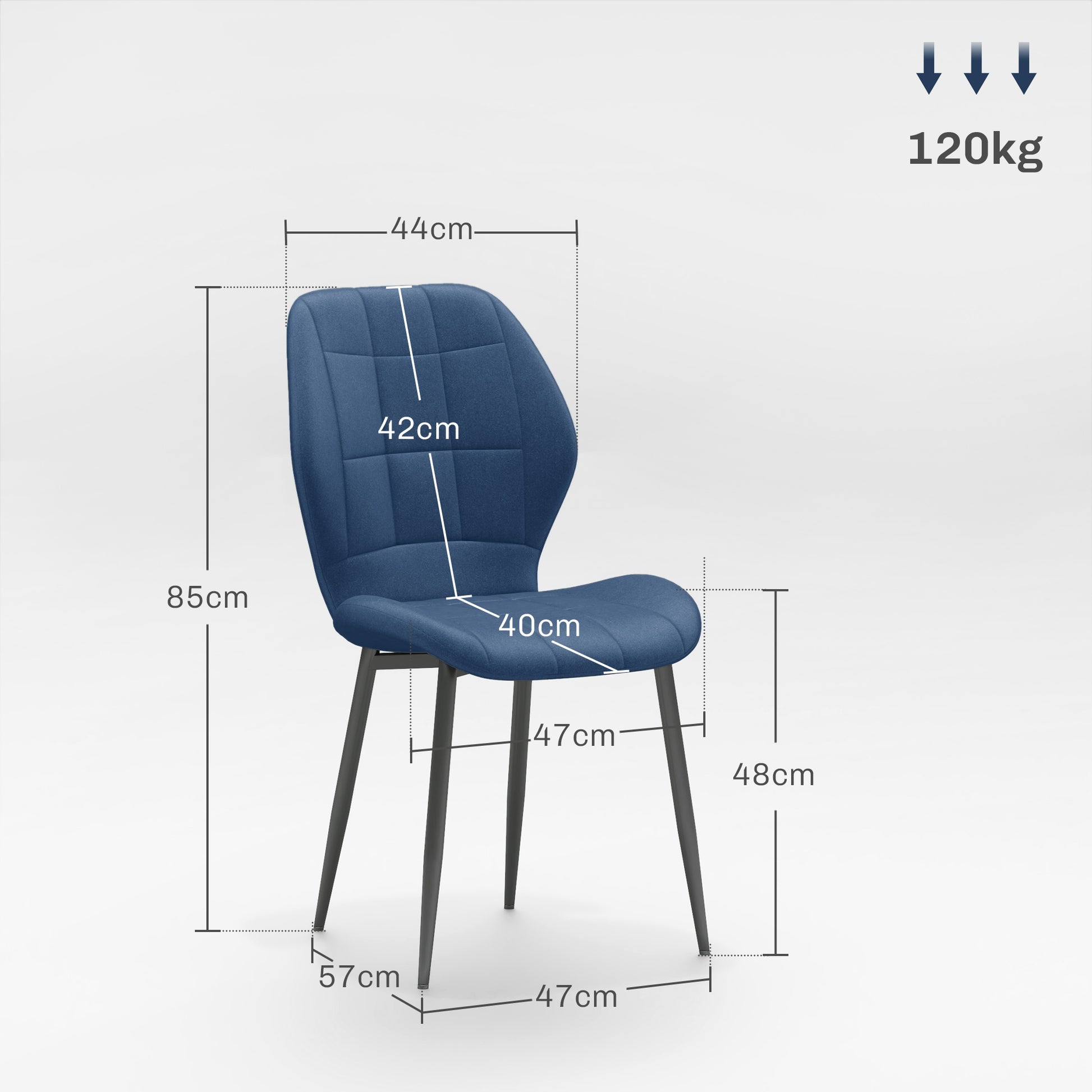 HOMCOM Set of Four Dark Blue Flannel Tub Dining Chairs - ALL4U RETAILER LTD