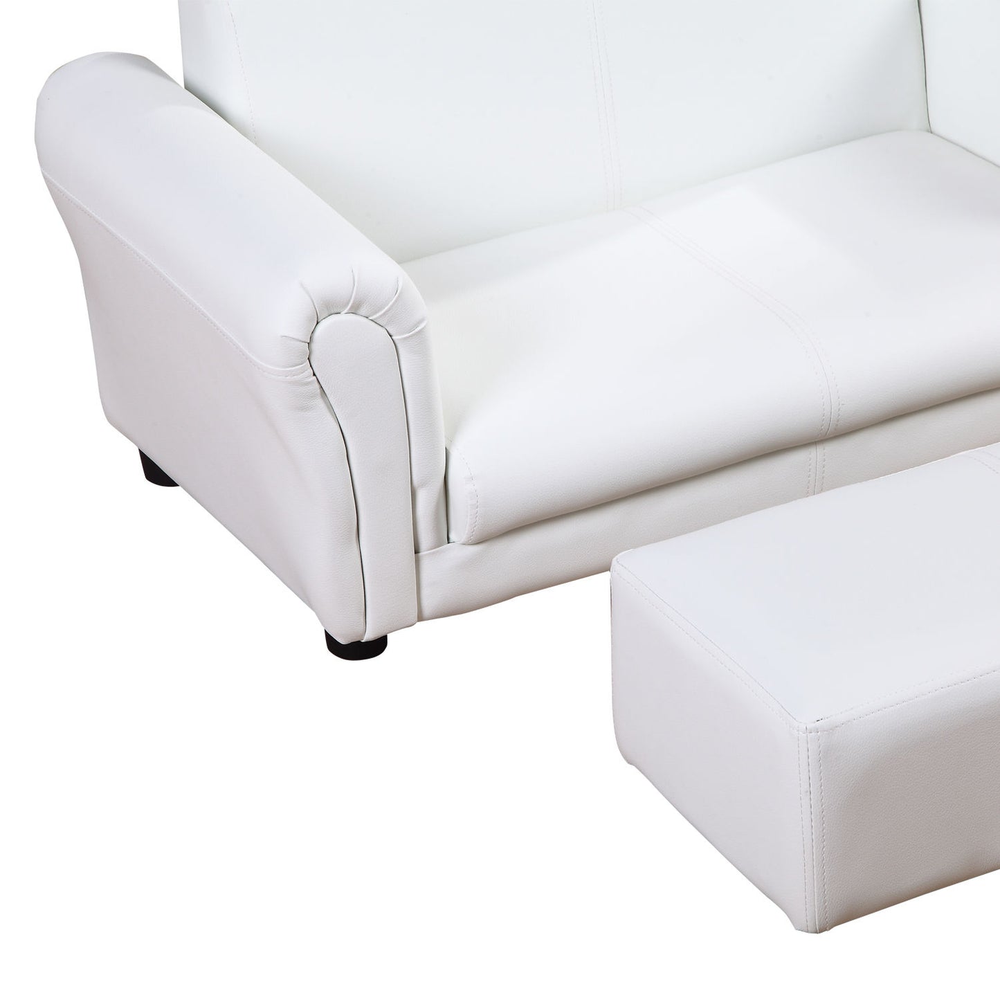 HOMCOM 2 Seater Toddler Chair Kids Twin Sofa Childrens Double Seat Furniture Armchair Boys Girls Couch Footstool White - ALL4U RETAILER LTD