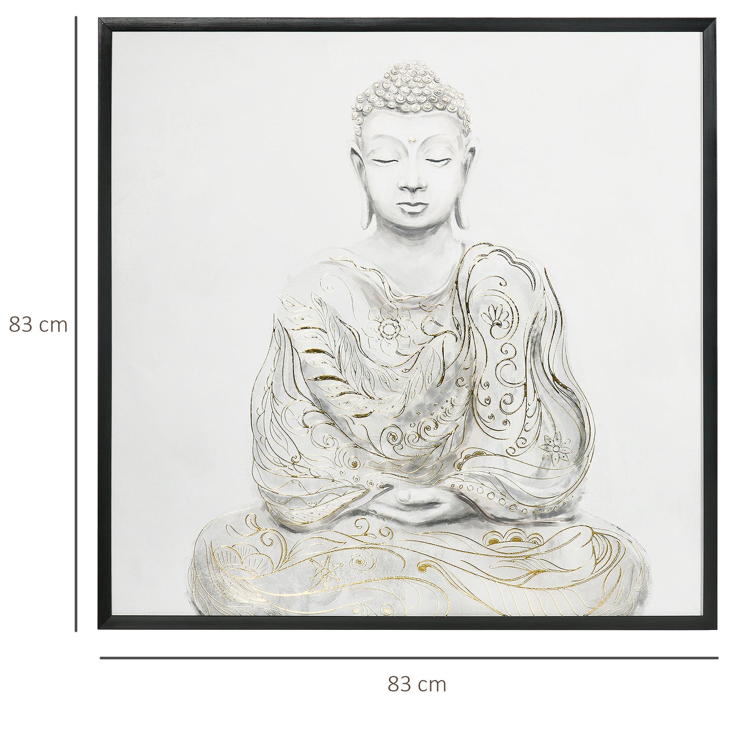 HOMCOM Textured Gold Buddha Meditation Canvas Art for Elegant Home Decor, 83 x 83 cm - ALL4U RETAILER LTD