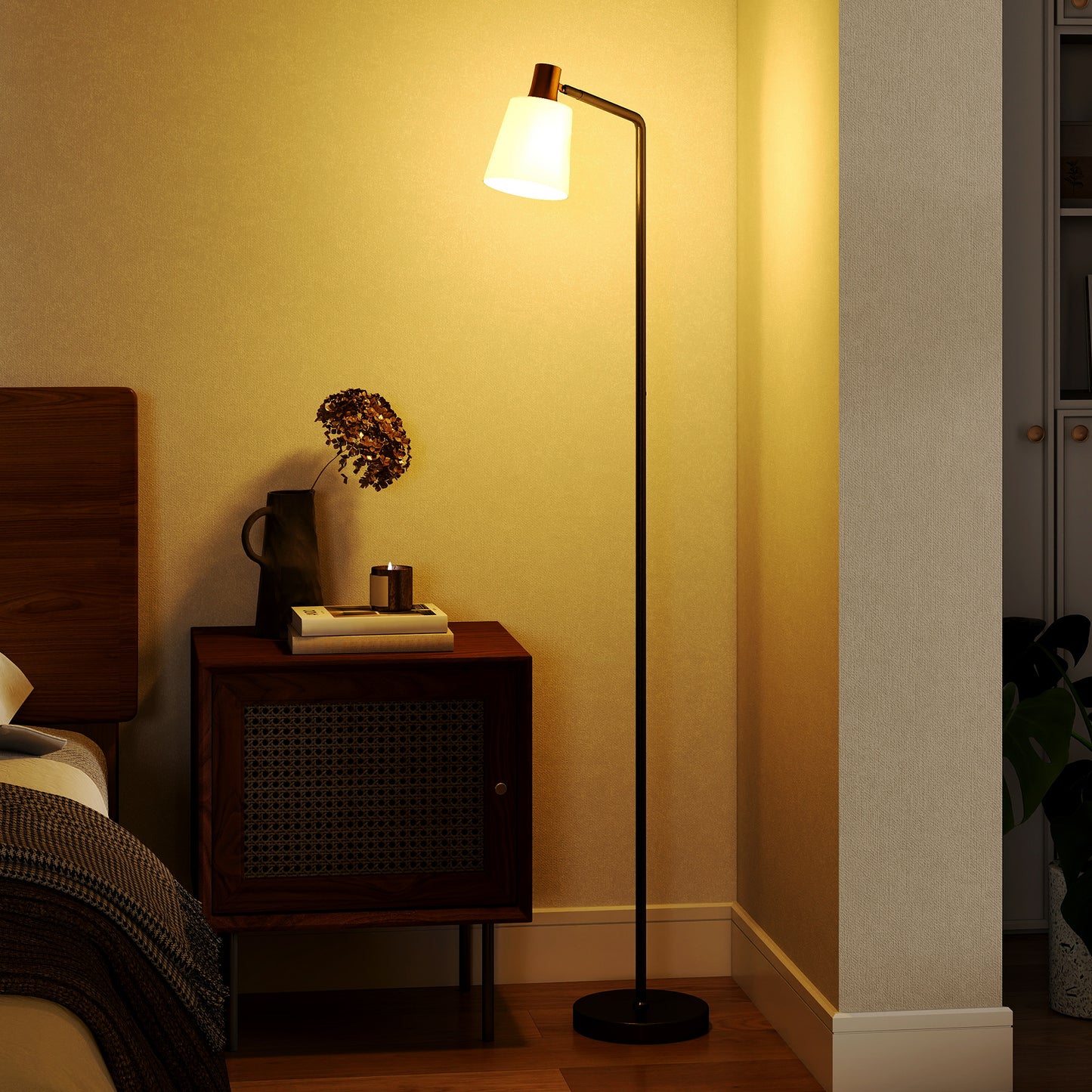 HOMCOM Floor Lamp With 350 Degree Rotatable Head And 3 Color Temperatures 3000K 4000K 6500K Living Room Black