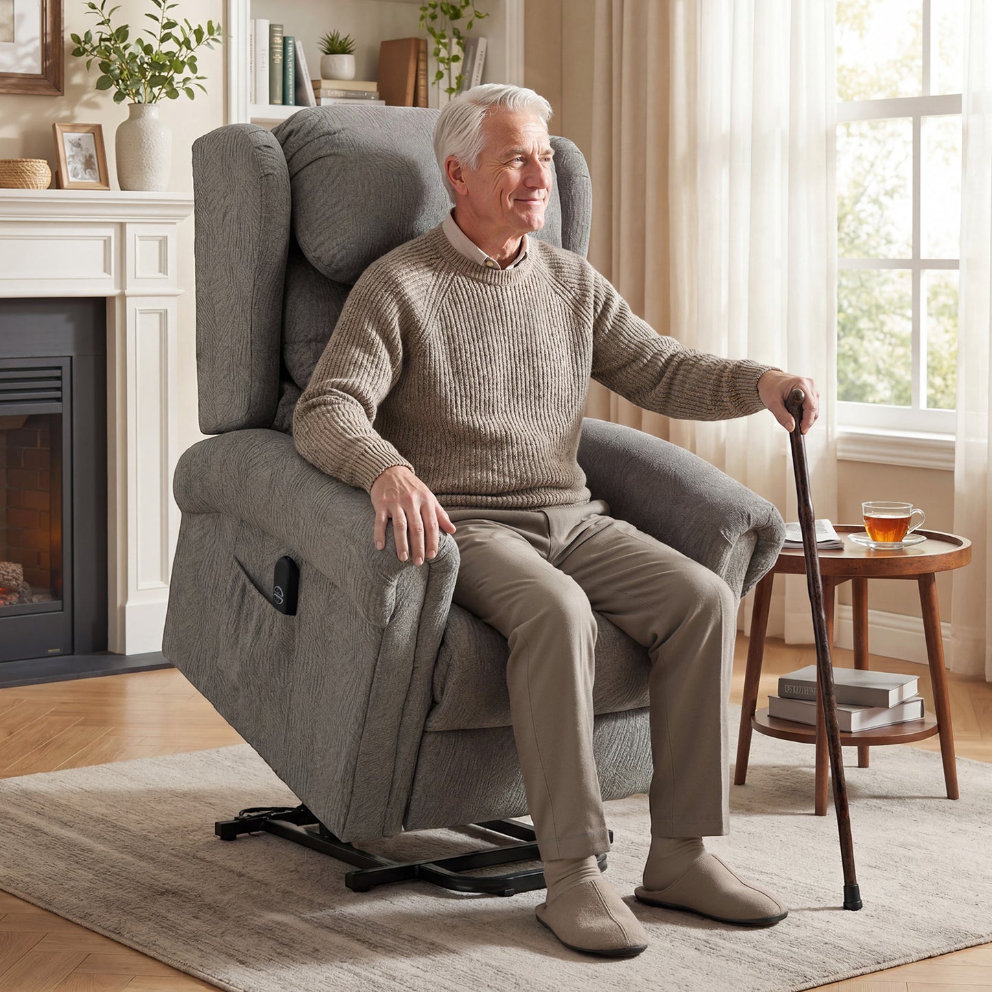 HOMCOM Velvet Feel Electric Riser Recliner Chair Power Lift With Remote Control For Elderly Dark Grey