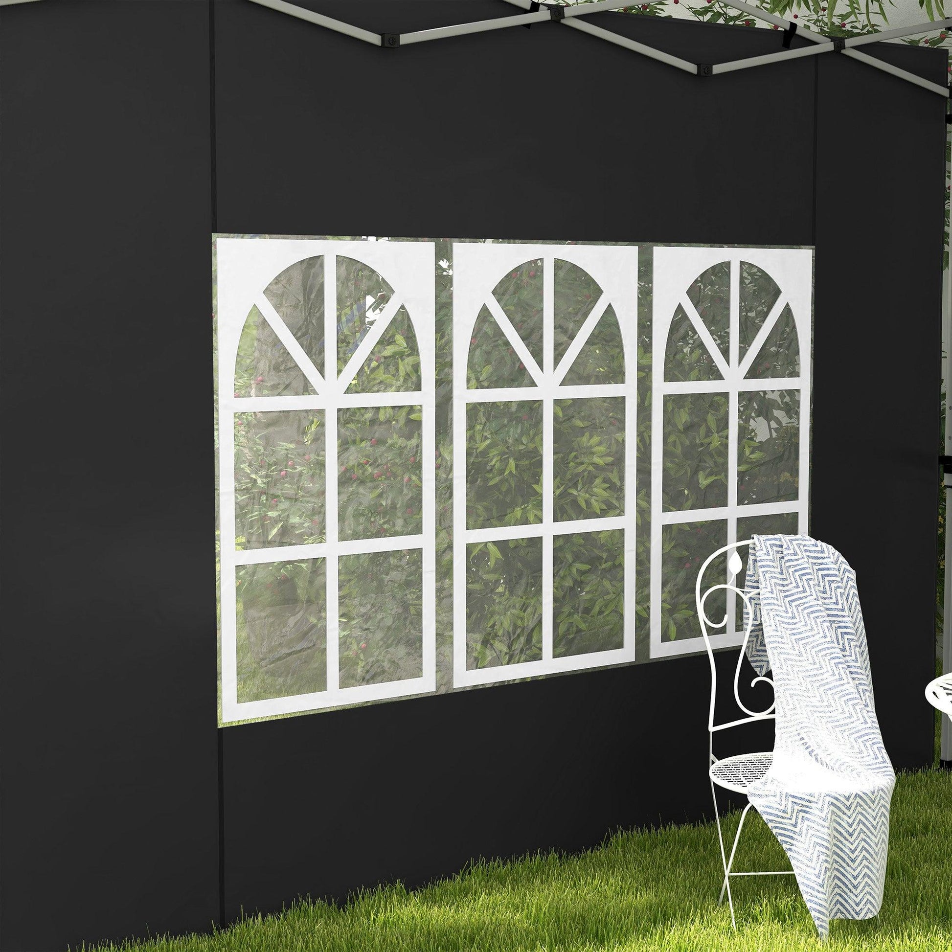 Outsunny Gazebo Side Panels for 3x3(m) or 3x4m Pop Up Gazebo, 2 Pack, Black - ALL4U RETAILER LTD