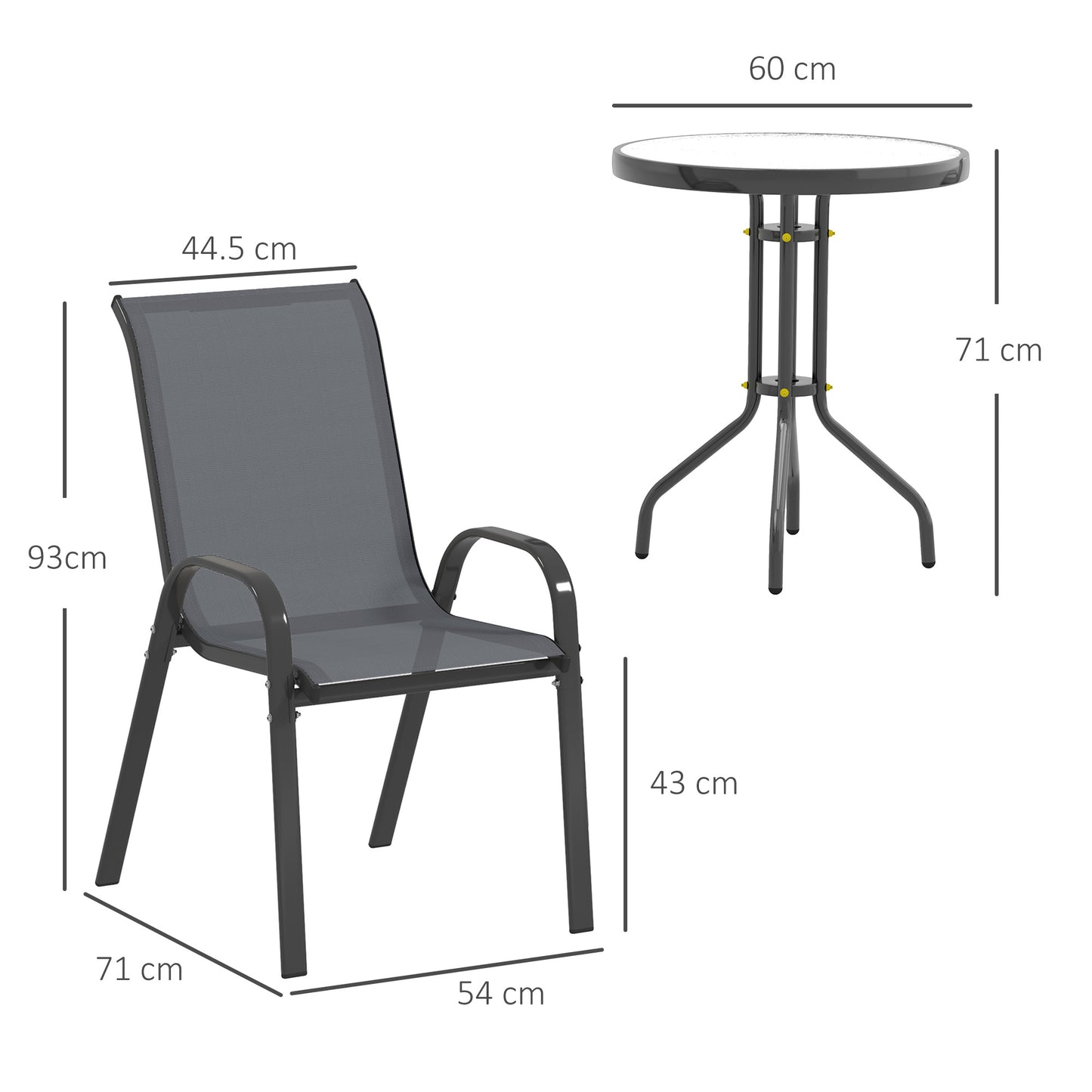 Outsunny Grey Outdoor Garden Set With Round Table And Four Stackable Chairs For Patio