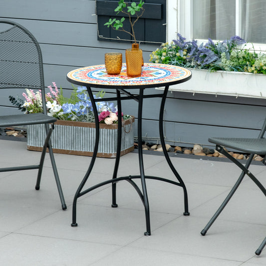 Outsunny Î¦60cm Mosaic Outdoor Patio Table - Red