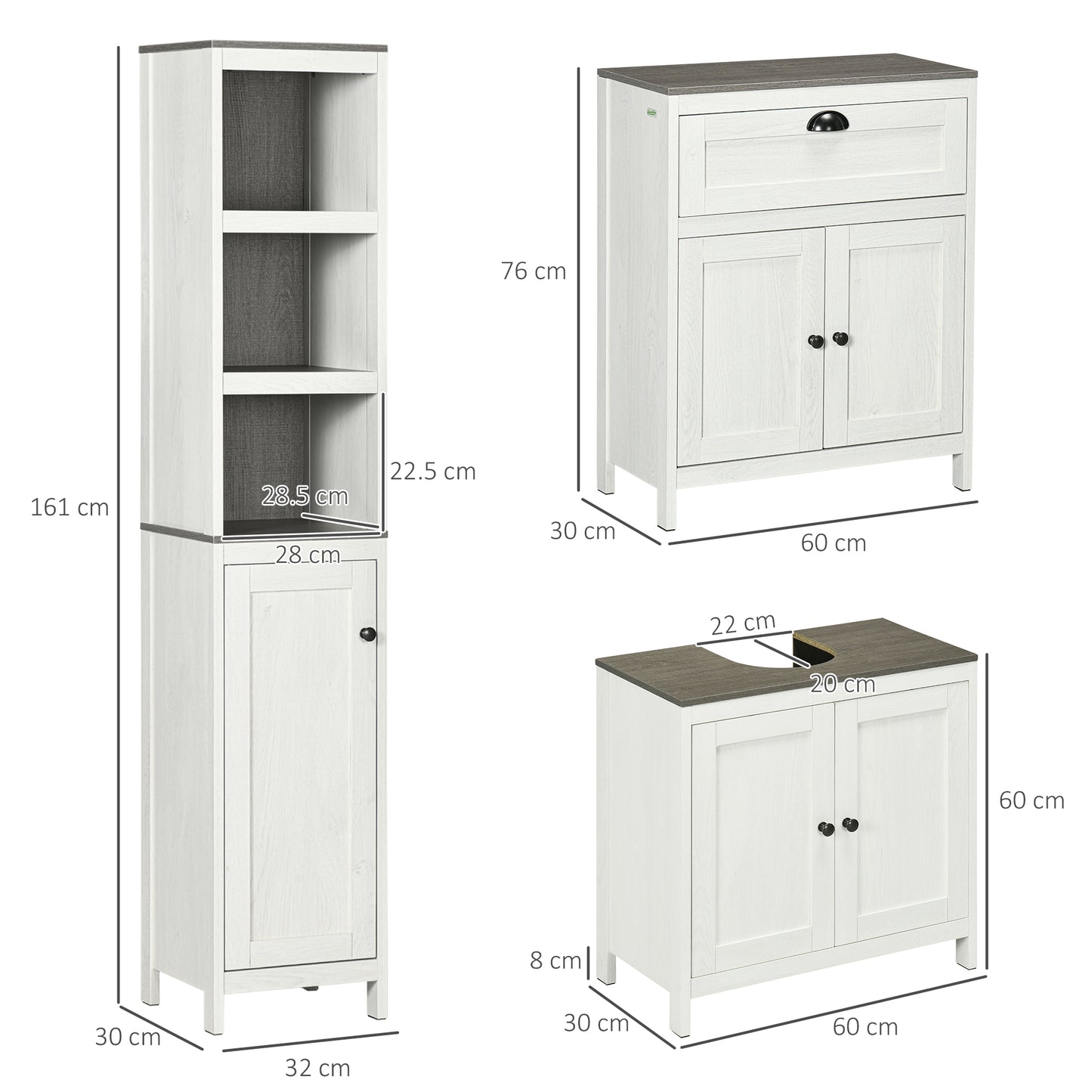 Kleankin Antique White Six Tier Tall Bathroom Storage Cabinet With Adjustable Shelves And Anti Tip