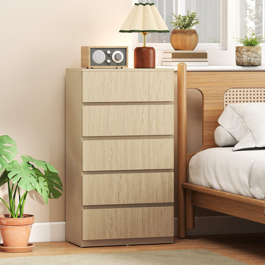HOMCOM 5 Drawer Chest Modern Dresser for Bedroom Storage Cabinets and Organizer Furniture