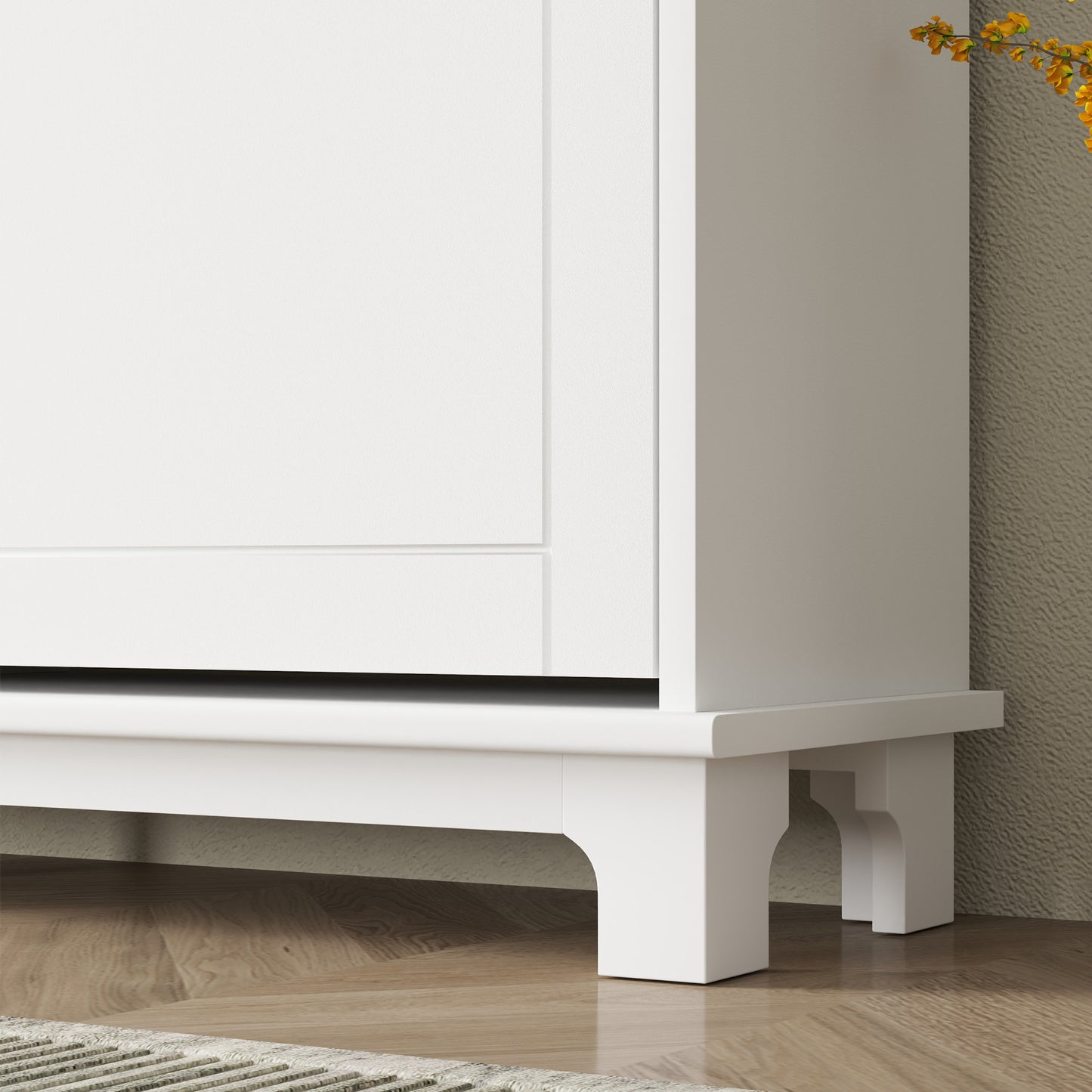 HOMCOM Narrow Shoe Storage Cabinet With 4 Flip Drawers And Adjustable Shelves For 16 Pairs White
