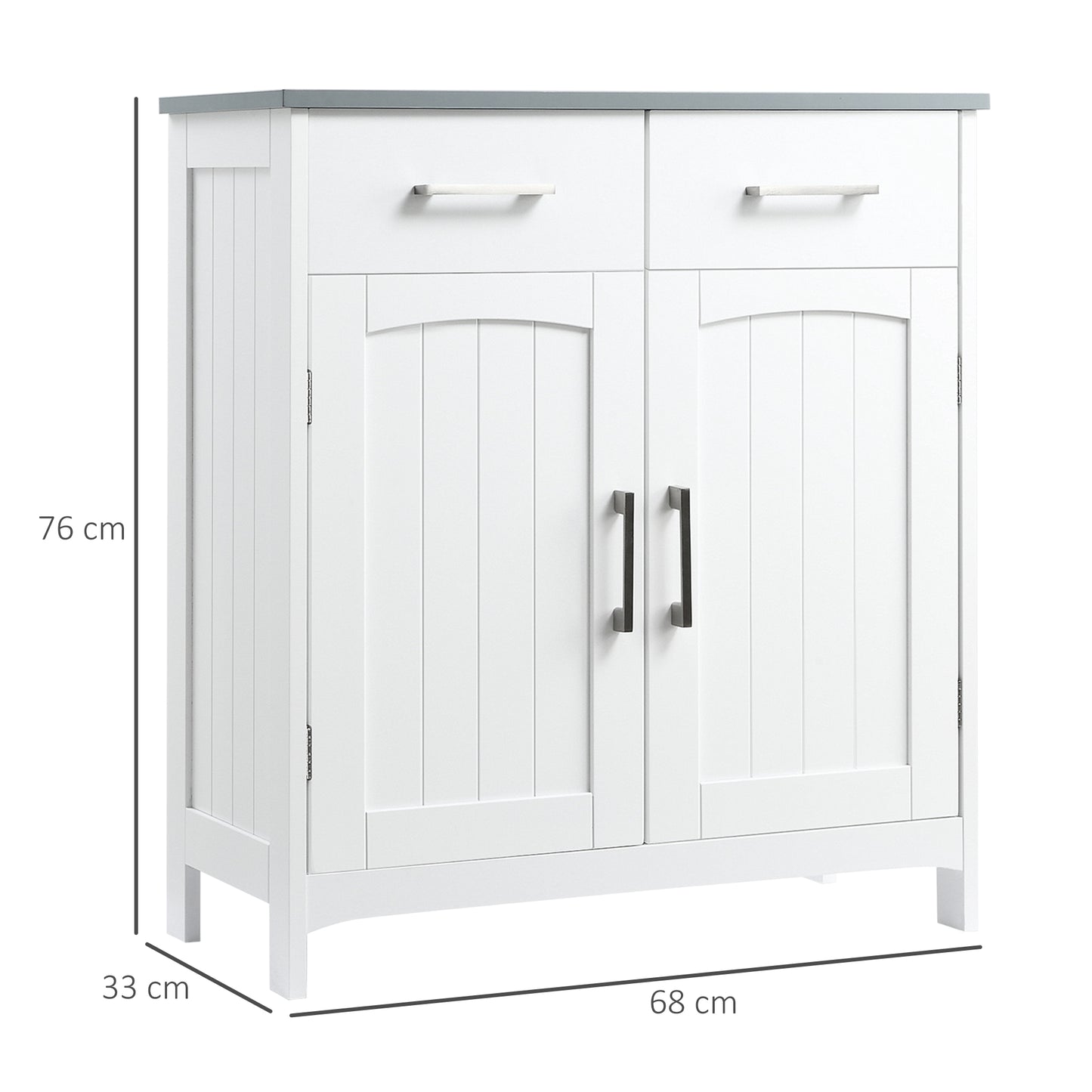 Kleankin Elegant White Freestanding Bathroom Storage Cabinet with Double Doors and Adjustable Shelf - ALL4U RETAILER LTD