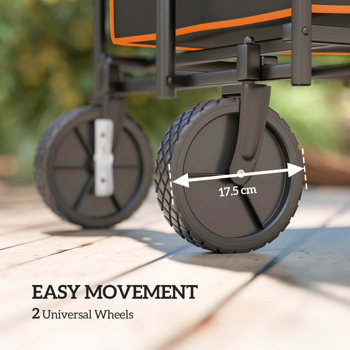 Outsunny 160L Festival Trolley On Wheels Folding Camping Cart With Tailgate 100kg Carry Bag Black And Orange