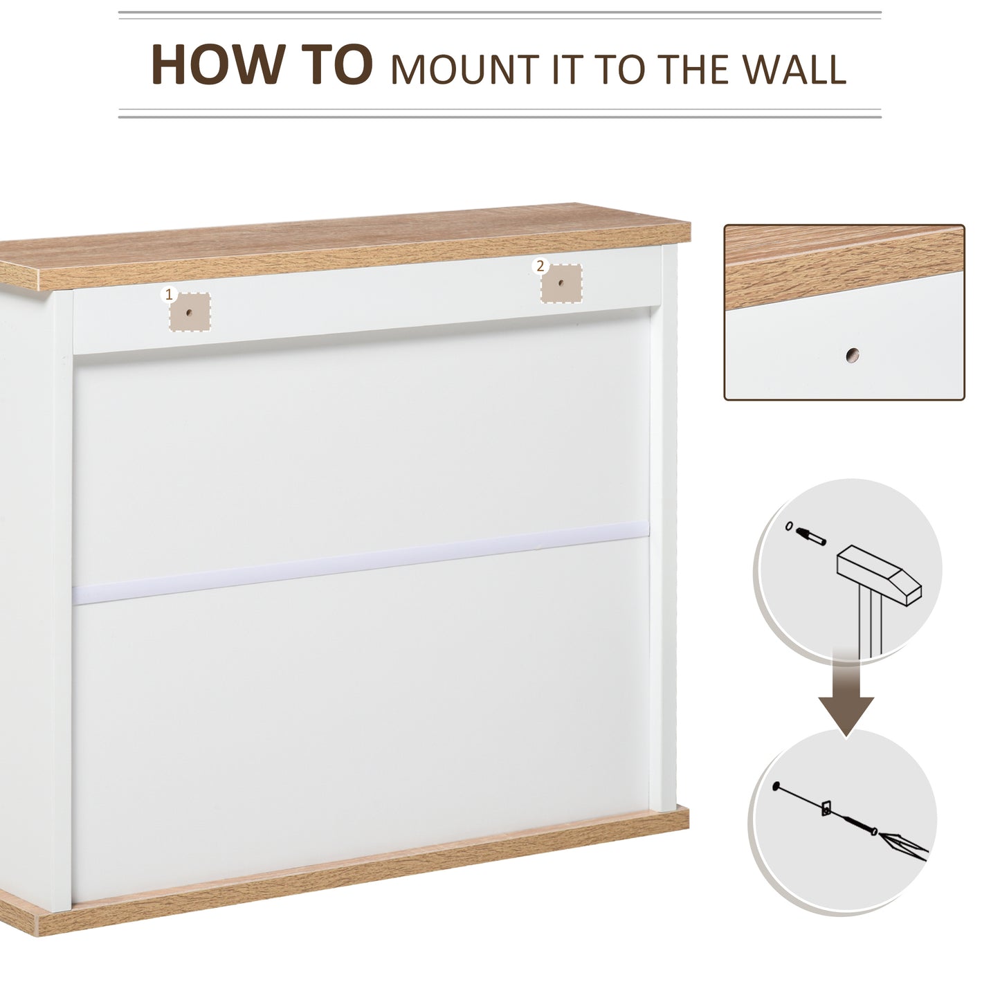 Kleankin Bathroom Furniture Set Mirror Cabinet Wall Mounted With Adjustable Shelf White And Wood Grain