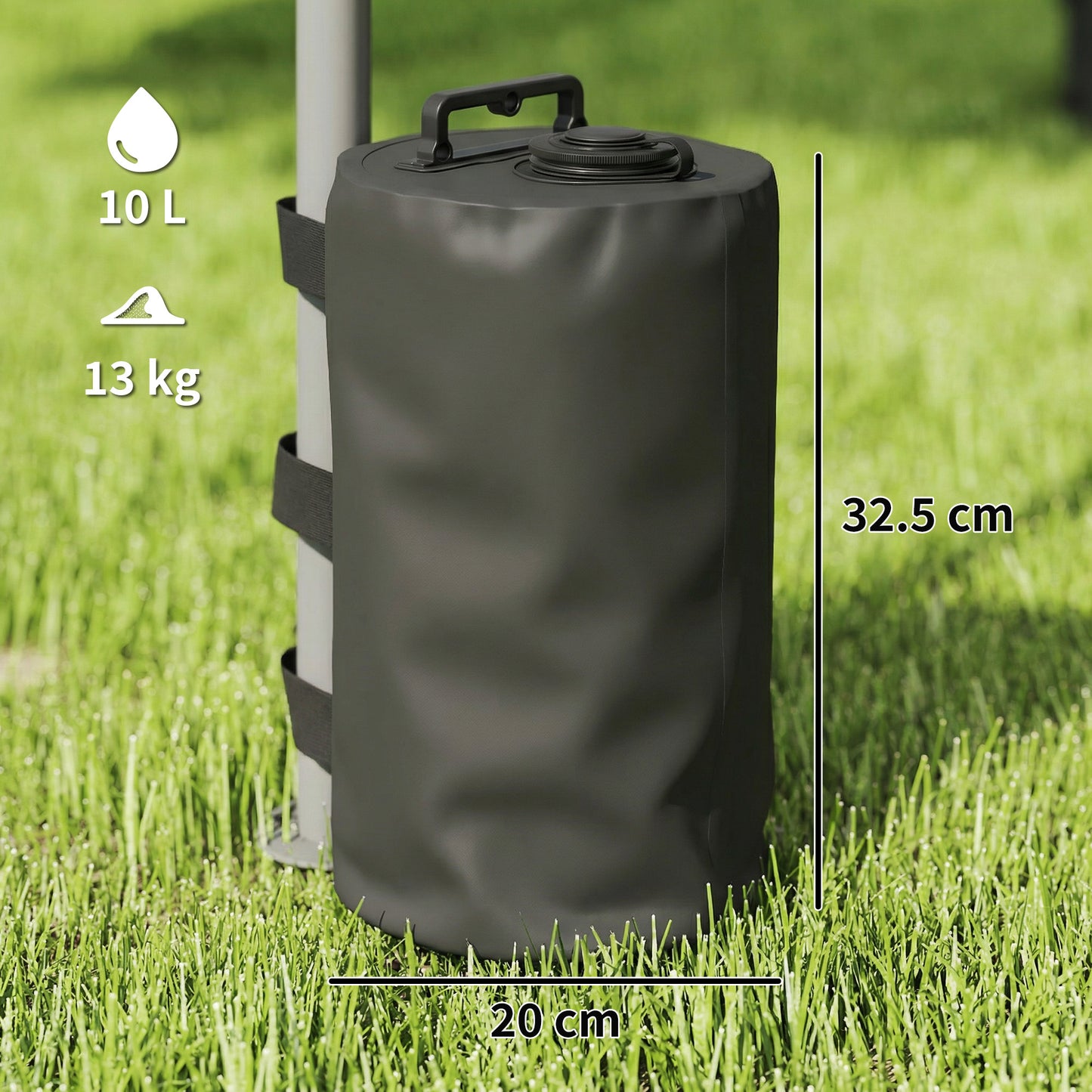 Outsunny 4 Piece Gazebo Weights Sand Bags And Water Weights Bags With Carry Handles For Garden Marquee Parasol Black