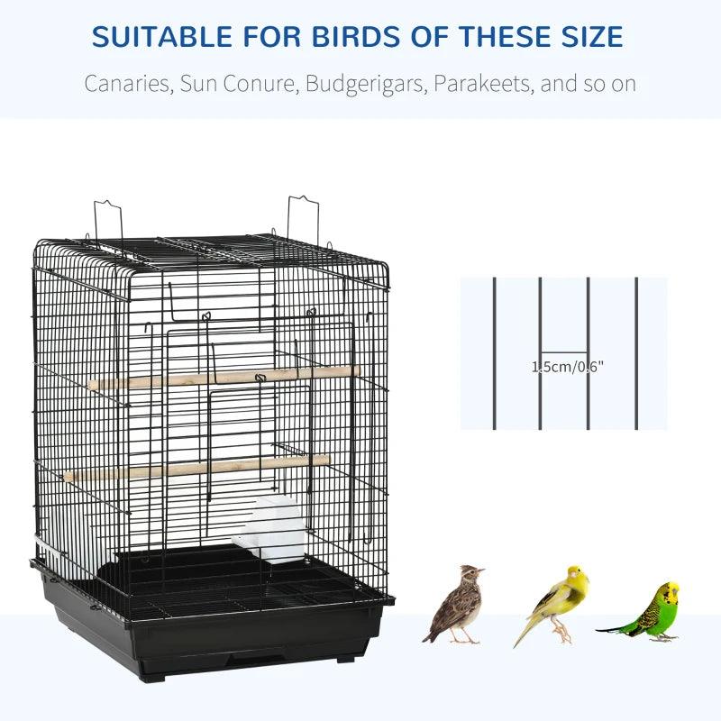 PawHut 59cm Bird Cage with Openable Top, Stand, Tray, Handles, Feeding Bowls - ALL4U RETAILER LTD